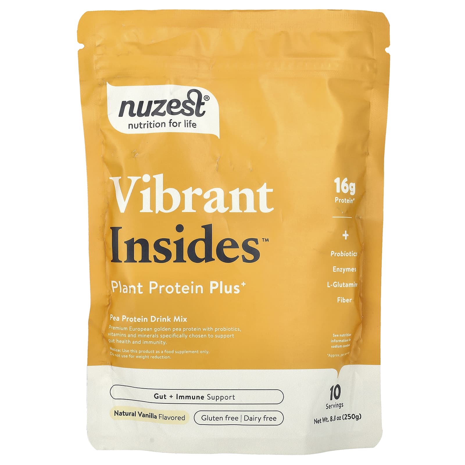 Nuzest, Vibrant Insides™, Plant Protein Plus+, Natural Vanilla, 8.8 oz (250 g) - Image 1