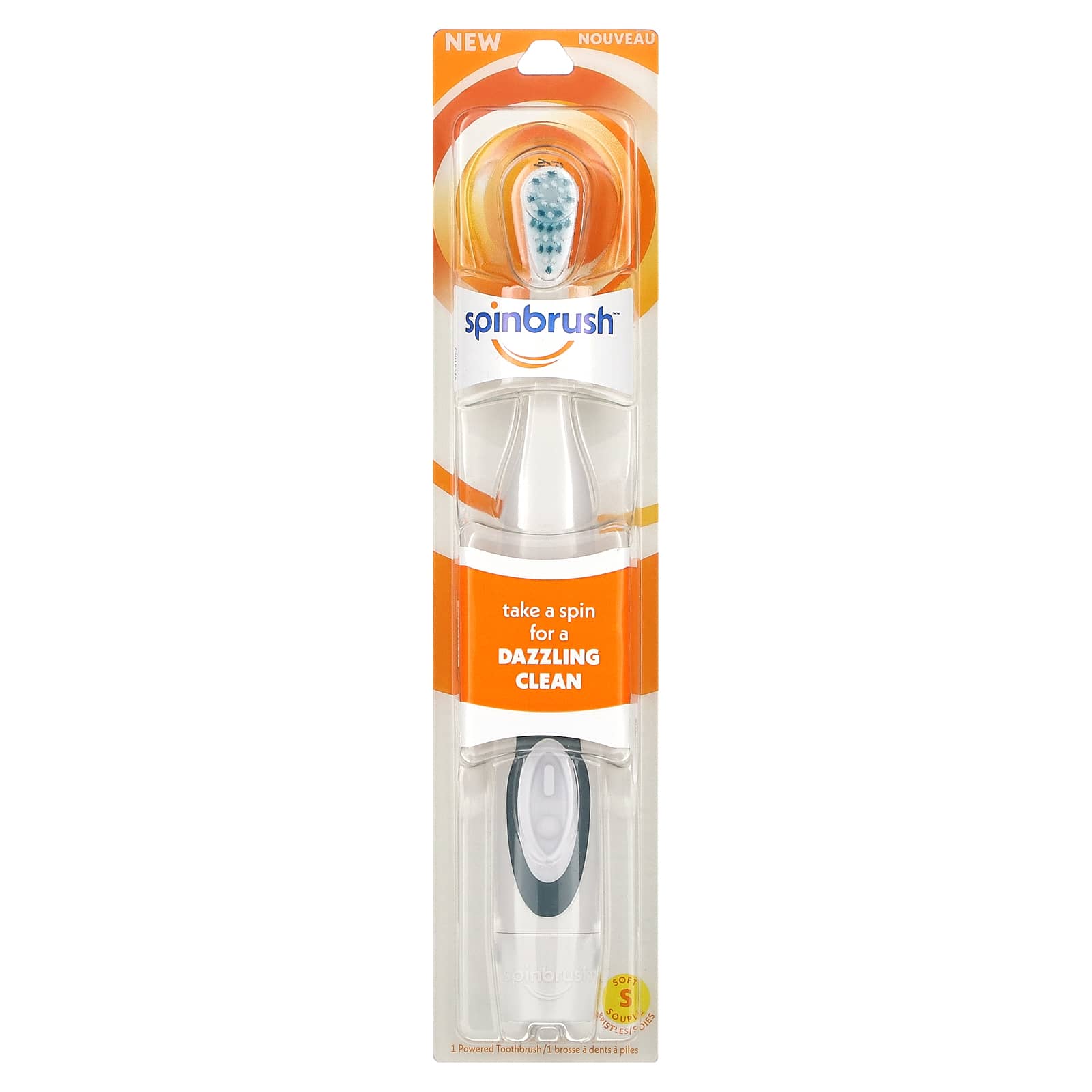 Spinbrush, Dazzling Clean, Powered Toothbrush, Soft, 1 Toothbrush - Image 1