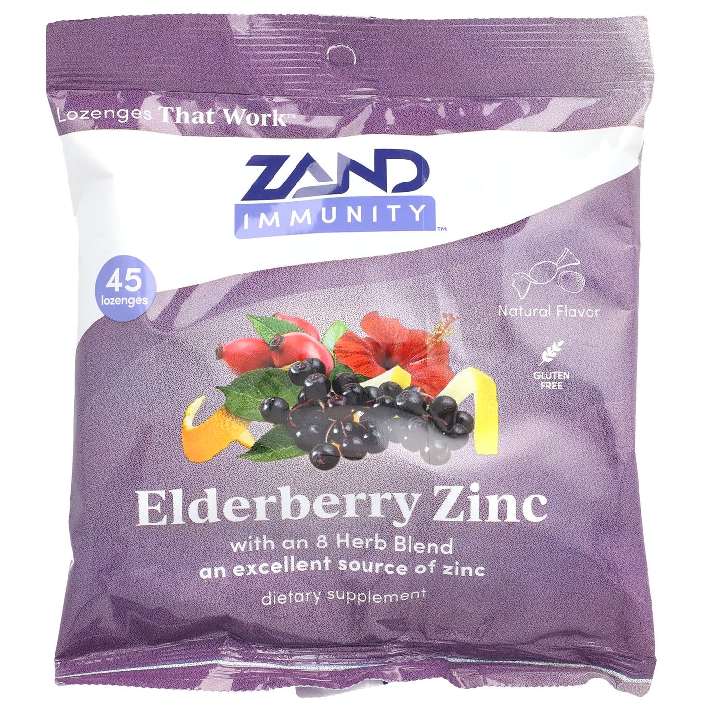 Zand, Immunity, Elderberry Zinc, Natural, 45 Lozenges - Image 1