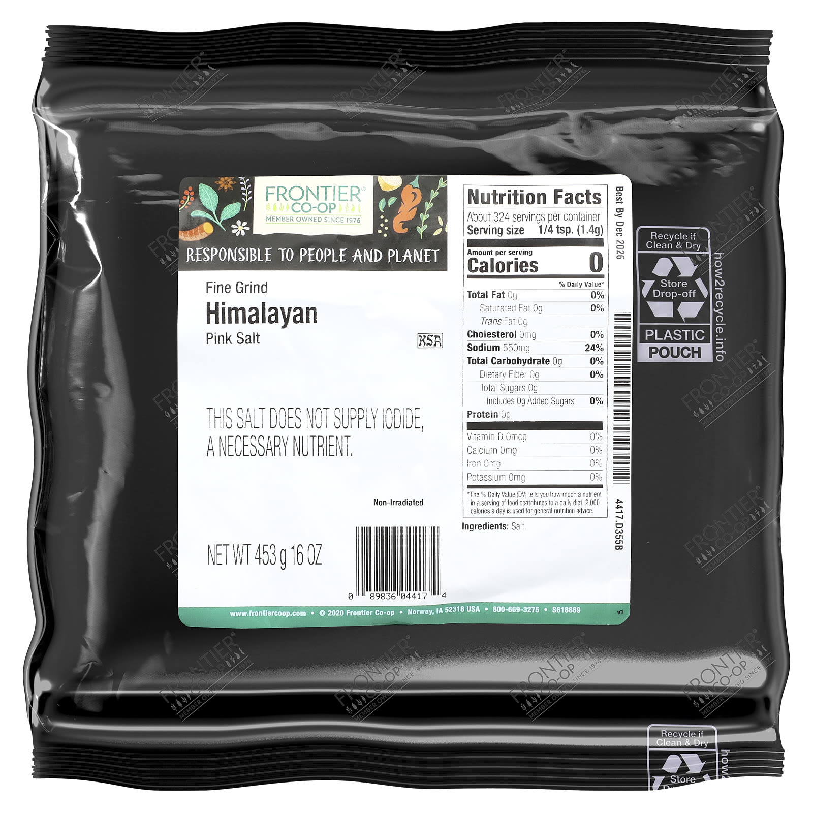 Himalayan Pink Salt by Frontier Co-op, Fine Grind, 16 oz - Image 2