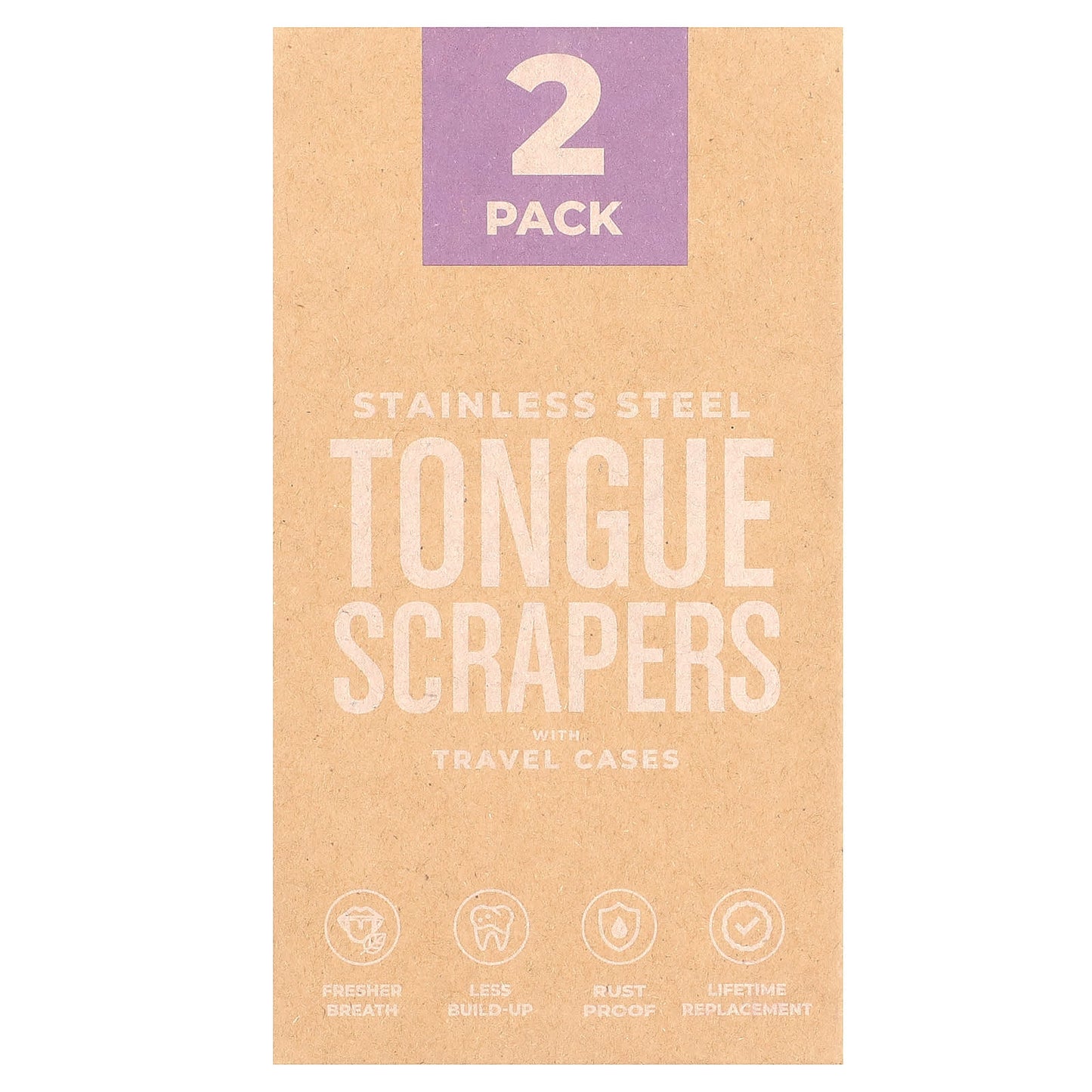 Stainless Steel Tongue Scrapers with Travel Cases, 2 Count - Fresh Breath & Reduce Build-Up - Image 1