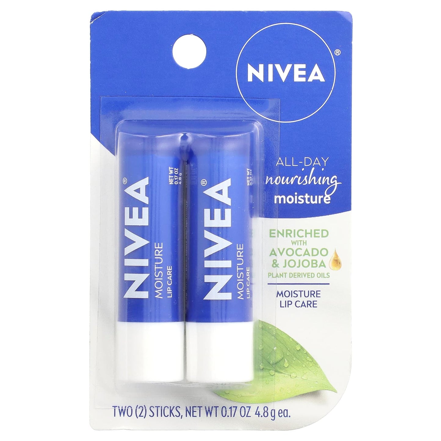 Nivea, Moisture Lip Care, 2 Sticks, 0.17 oz (4.8 g) Each - Image 2