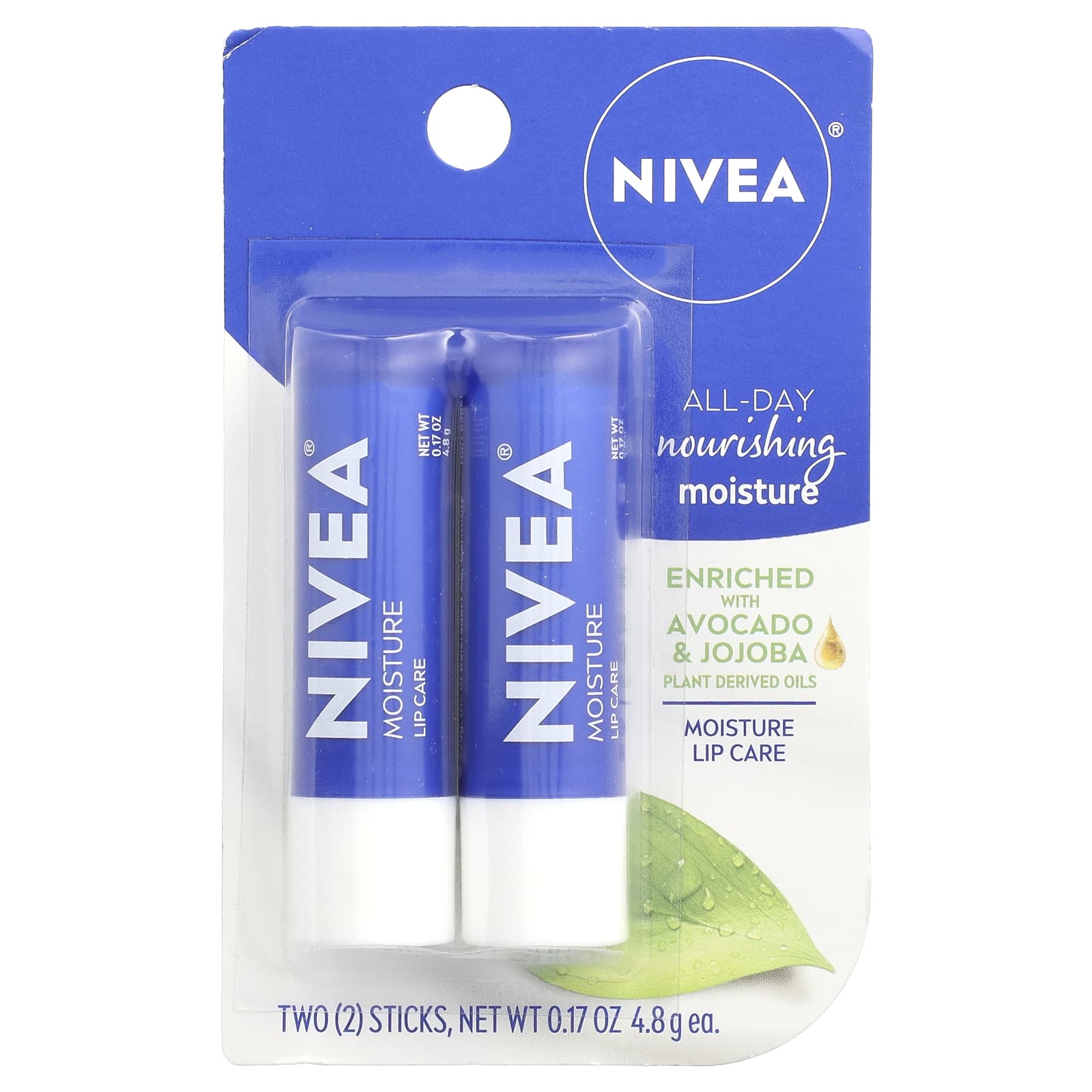 Nivea, Moisture Lip Care, 2 Sticks, 0.17 oz (4.8 g) Each - Image 2