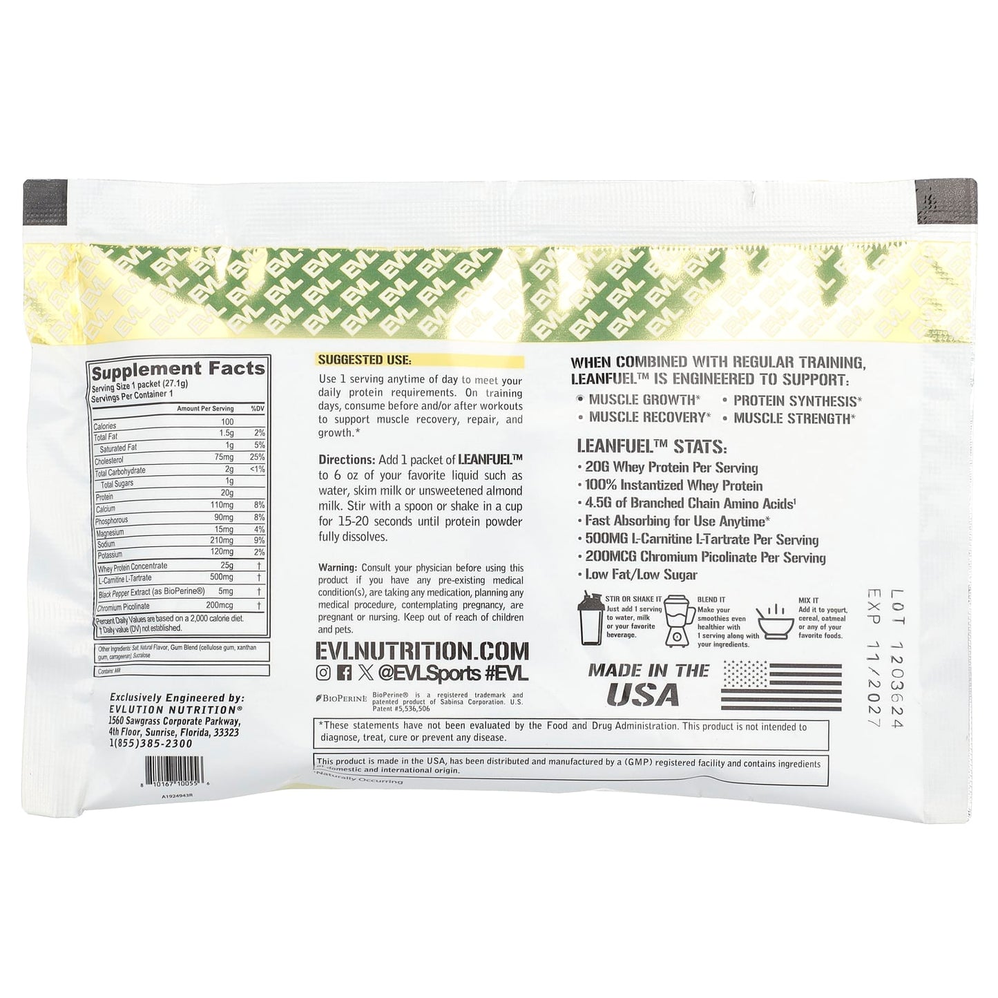 EVLution Nutrition LeanFuel - Vanilla Ice Cream Flavor 3-Pack - Image 2