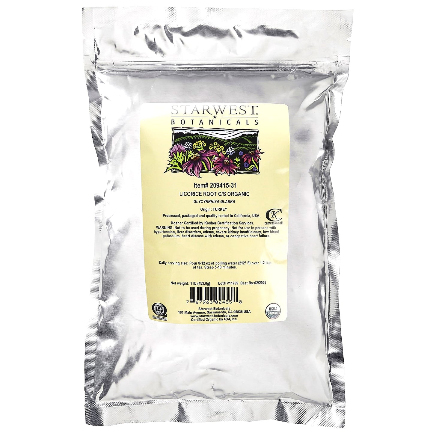 Starwest Botanicals, Organic Licorice Root C/S, 1 lb (453.6 g) - Image 2