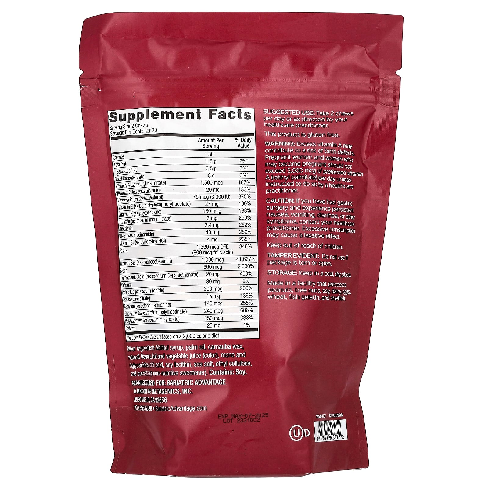 Bariatric Multivitamin Chewy Bites | Tropical Orange Flavor - Image 2