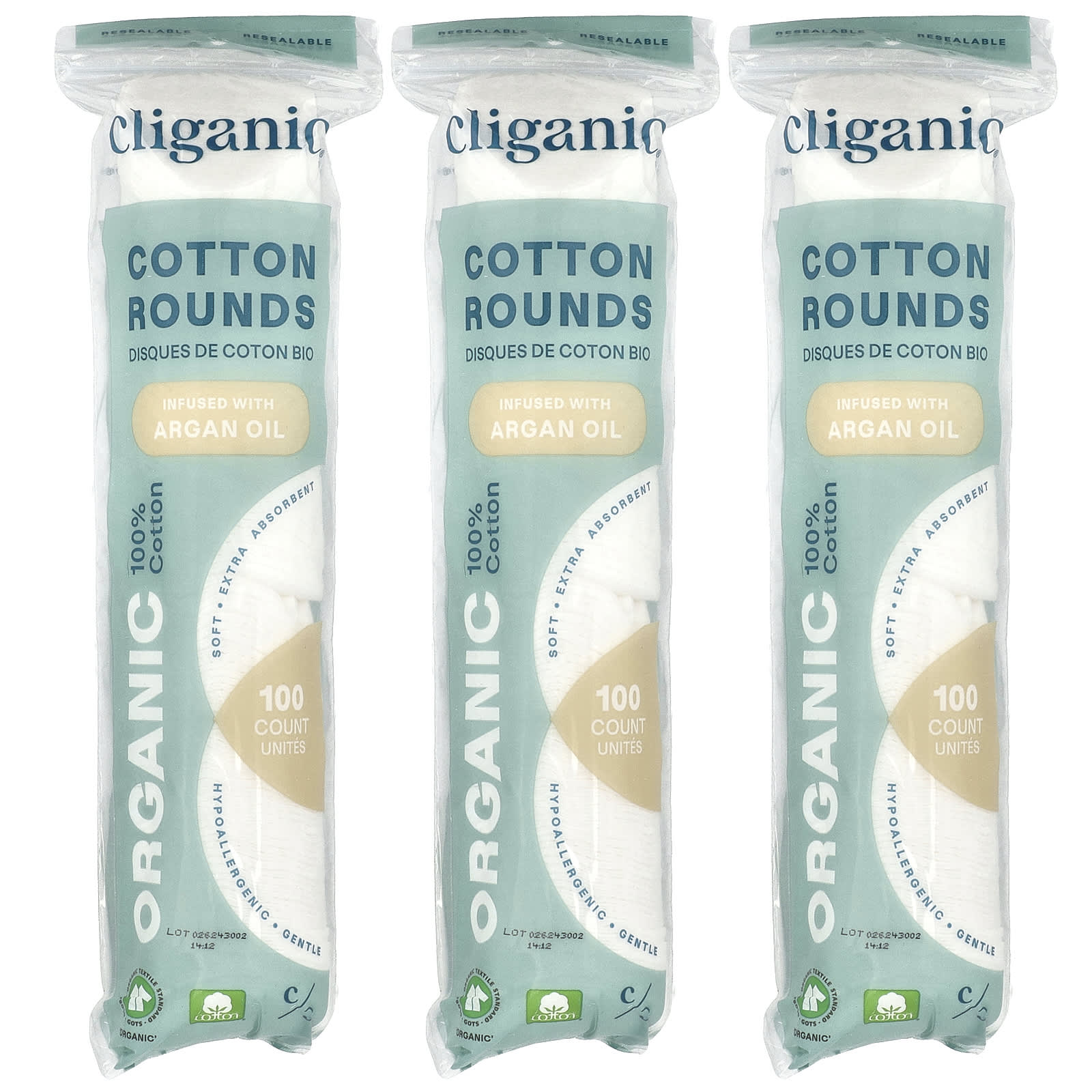 Cliganic Organic Cotton Makeup Remover Rounds - Image 1