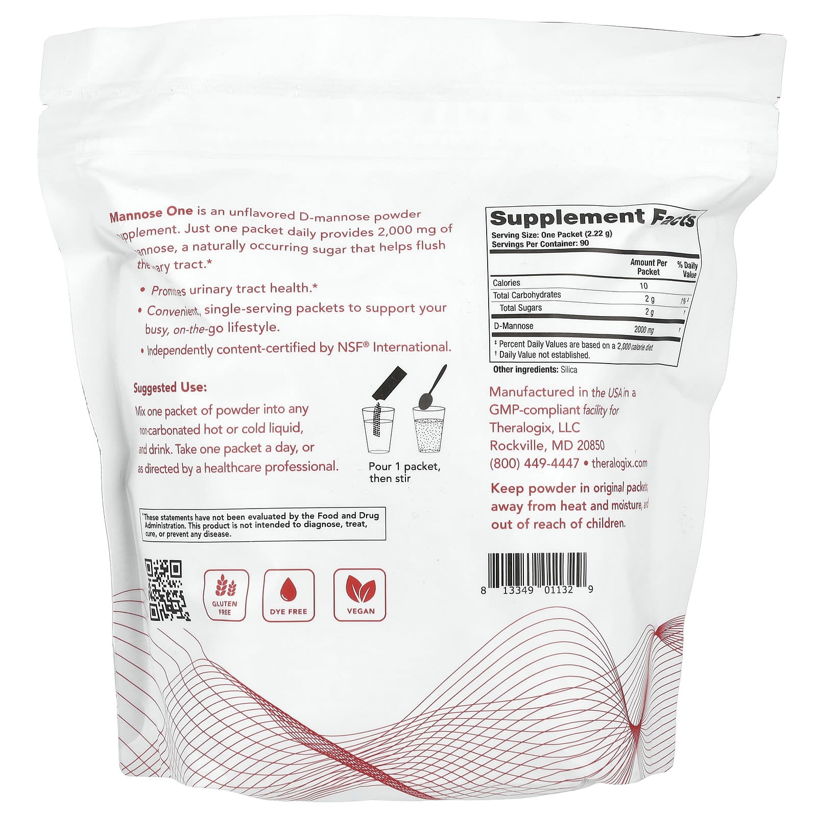 Theralogix, Mannose One, 90 Packets, (2.22 g) Each - Image 2