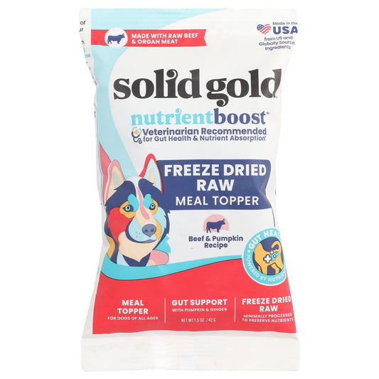Solid Gold, Freeze Dried Raw Meal Topper, For Dogs, All Ages, Beef & Pumpkin Recipe, 1.5 oz (42 g) - Image 1