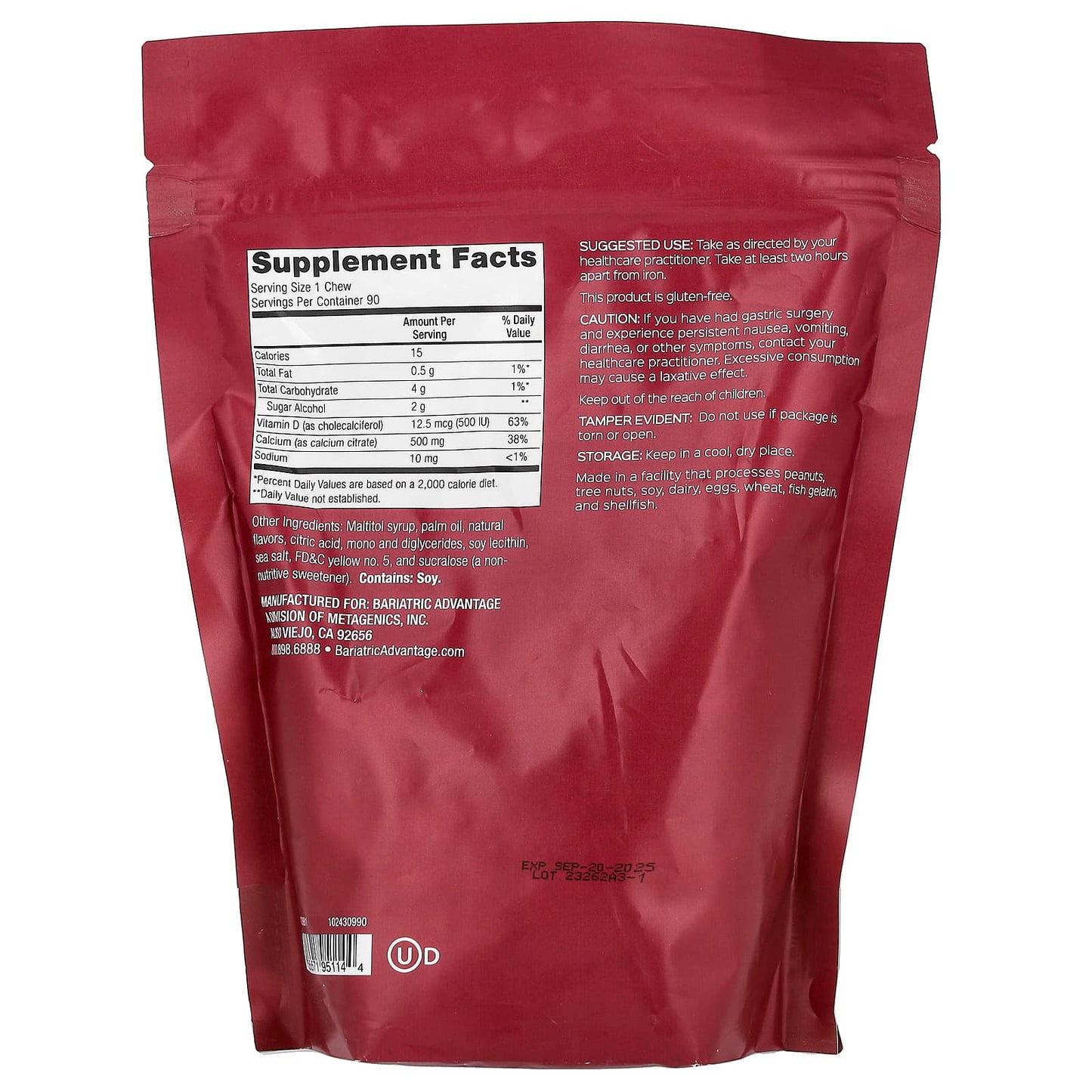 Bariatric Calcium Support for Gastric Patients, Sugar-Free Soft Chews - Image 2