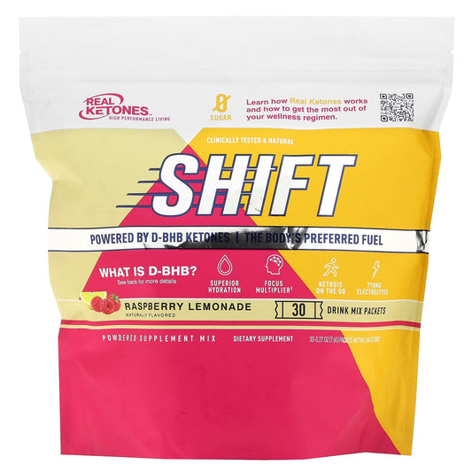 Real Ketones, Shift, Raspberry Lemonade, 30 Drink Mix Packets, 0.27 oz (7.6 g) Each - Image 1