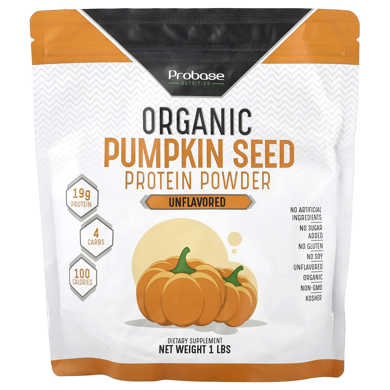 Probase Nutrition, Organic Pumpkin Seed Protein Powder, Unflavored, 1 lb - Image 1