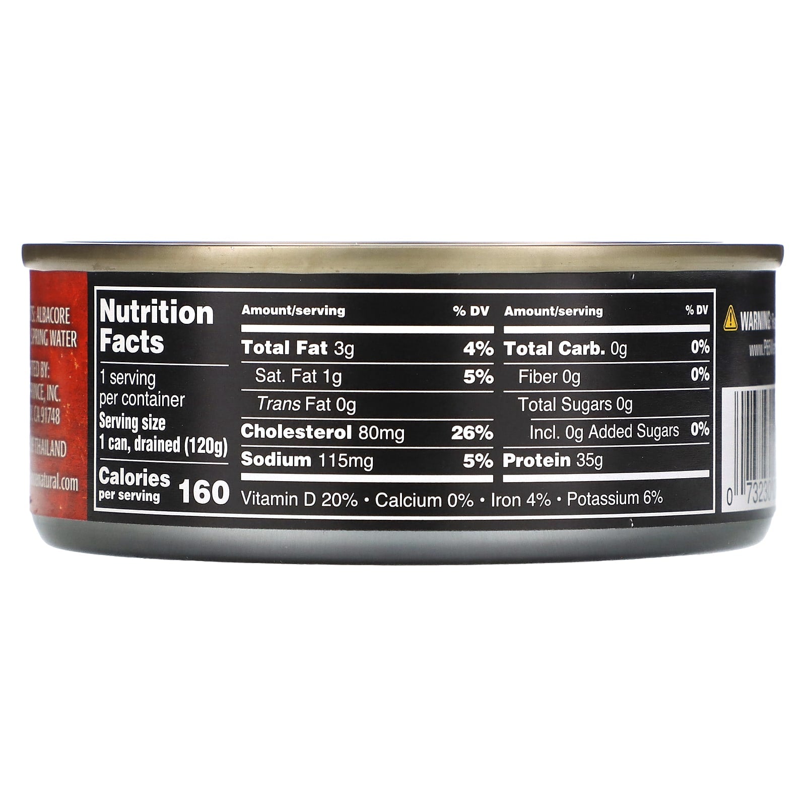 Crown Prince Natural, Albacore Tuna, Solid White - No Salt Added, In Spring Water, 5 oz (142 g)