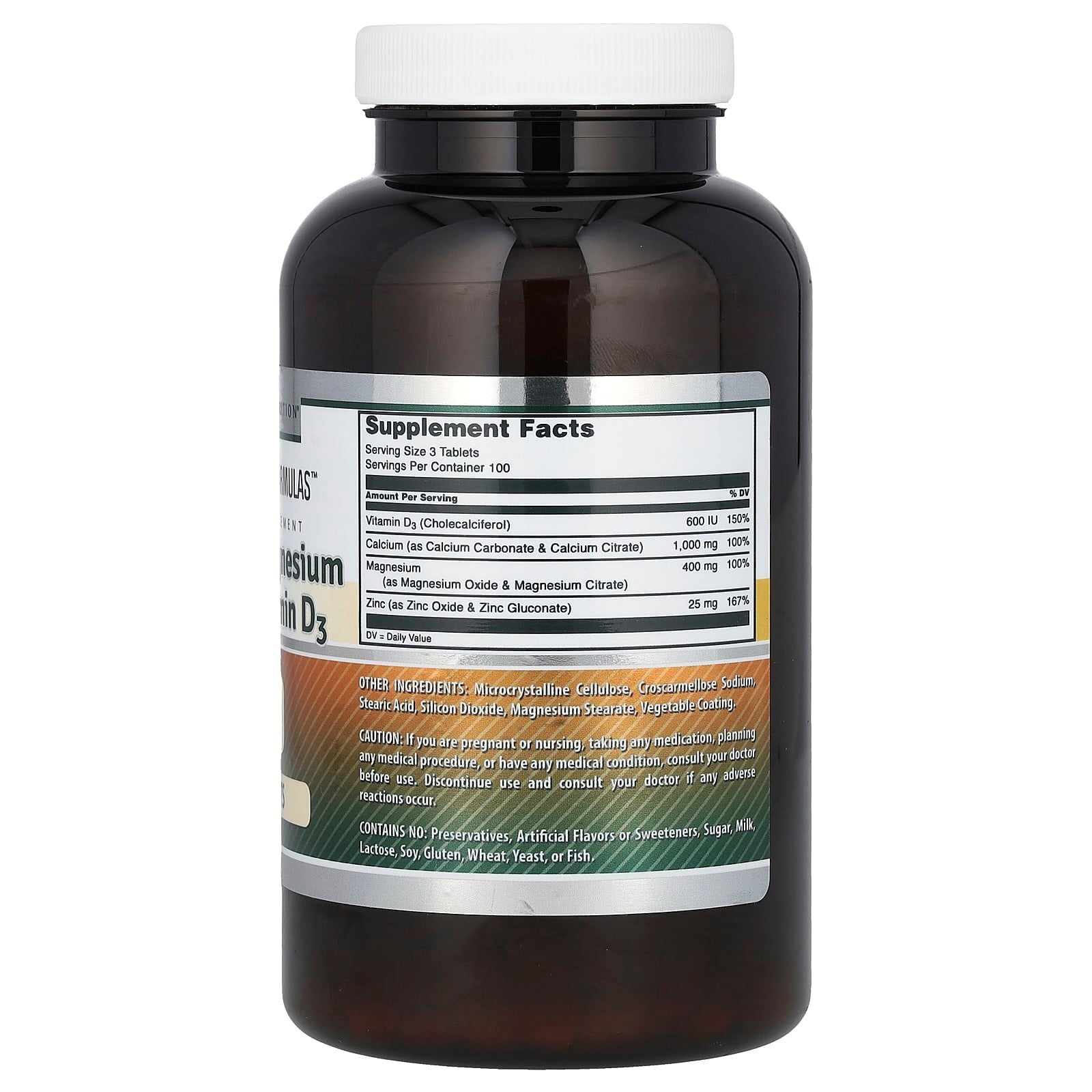 Calcium, Magnesium, Zinc & Vitamin D3 Supplement - 300 Tablets - Image 2