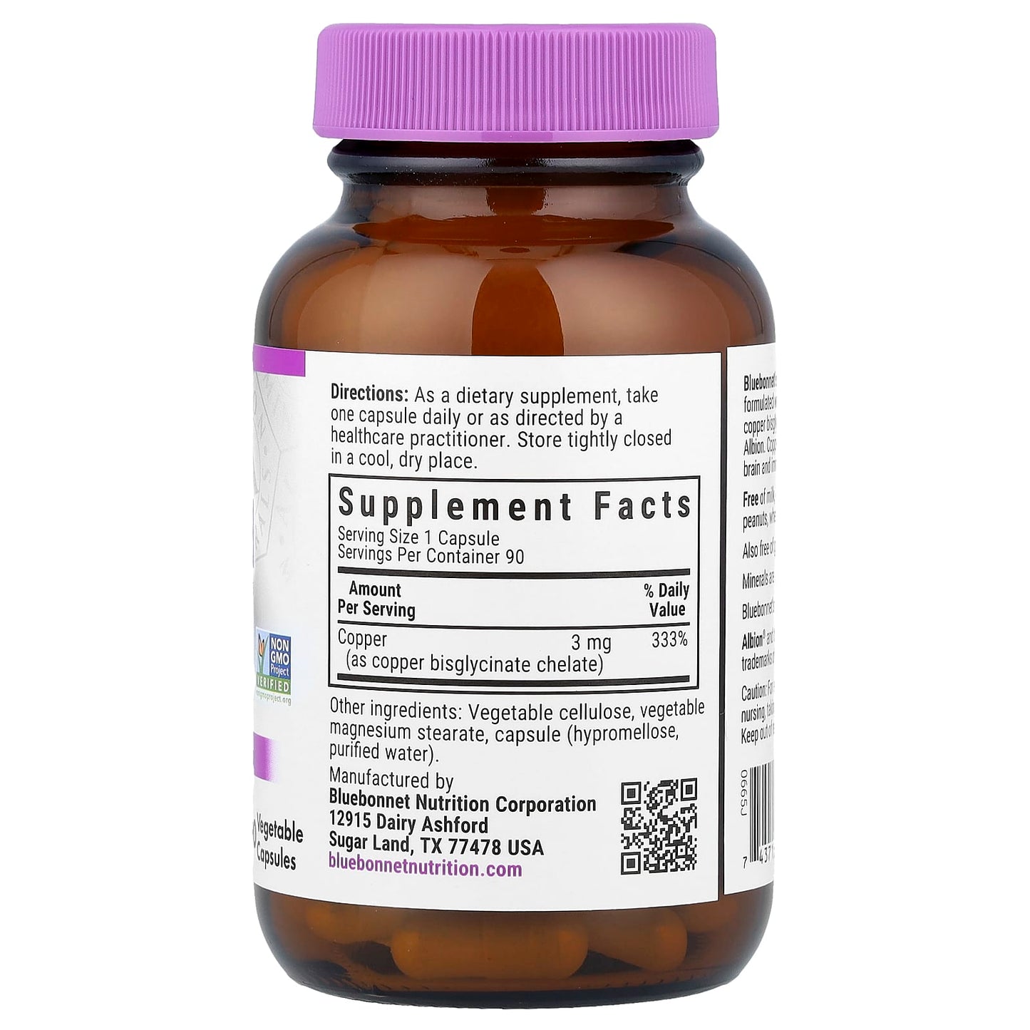 Bluebonnet Nutrition Chelated Copper for Brain & Immune Health - 90 Caps - Image 2
