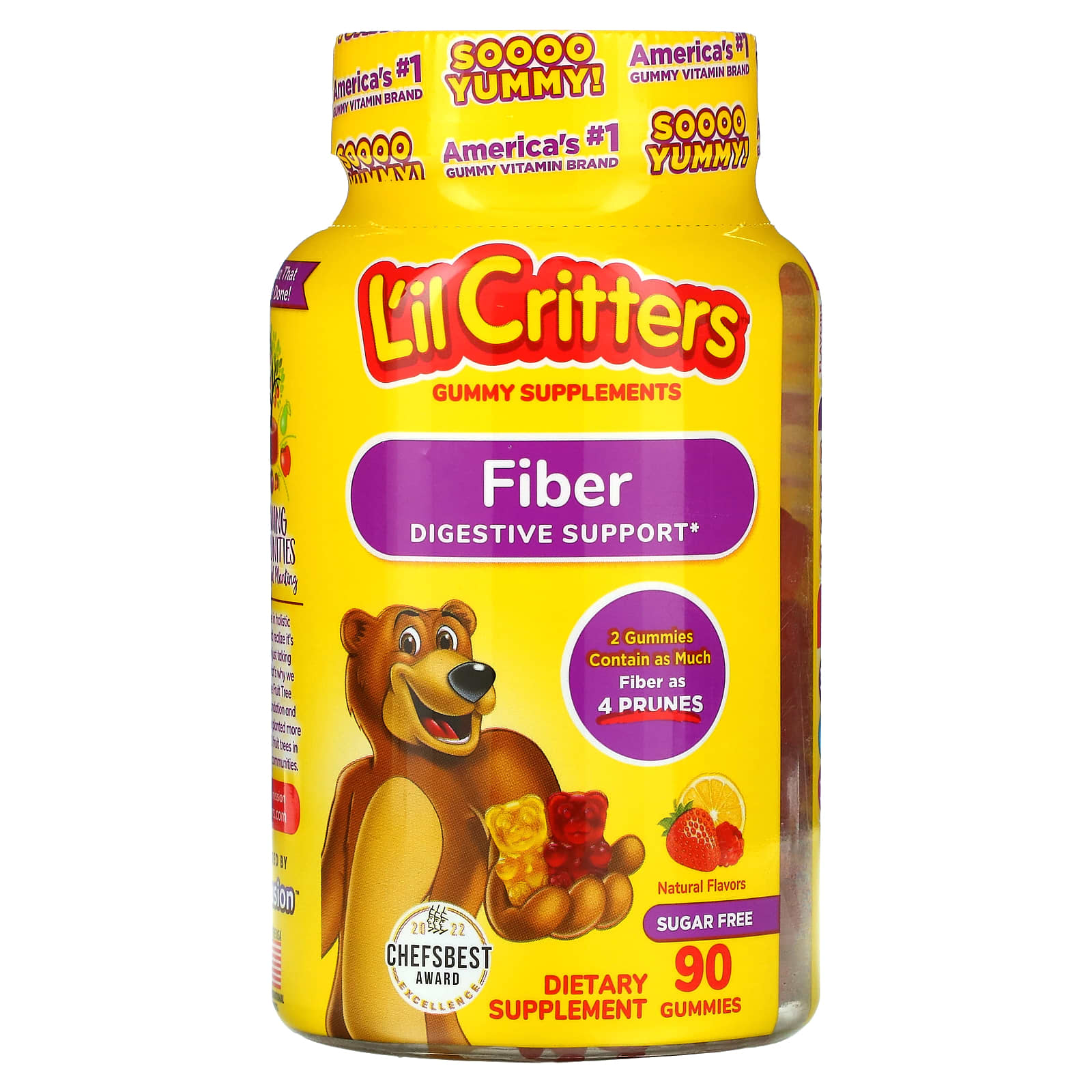 L'il Critters, Fiber Digestive Support, Natural Flavors, 90 Gummies - Image 1