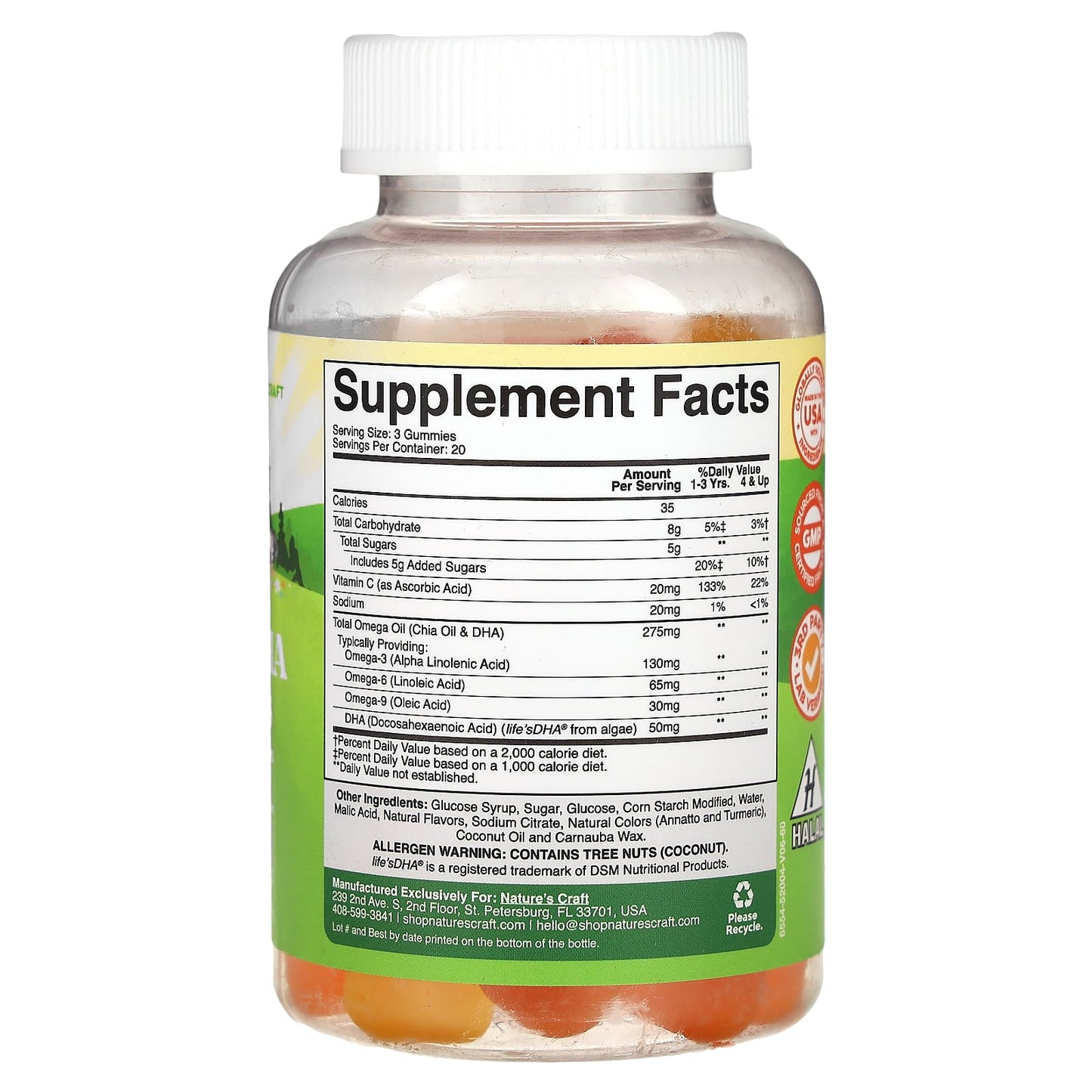 Nature's Craft, Kids Omega + DHA Gummies, Lemon & Orange, 60 Gummies - Image 2