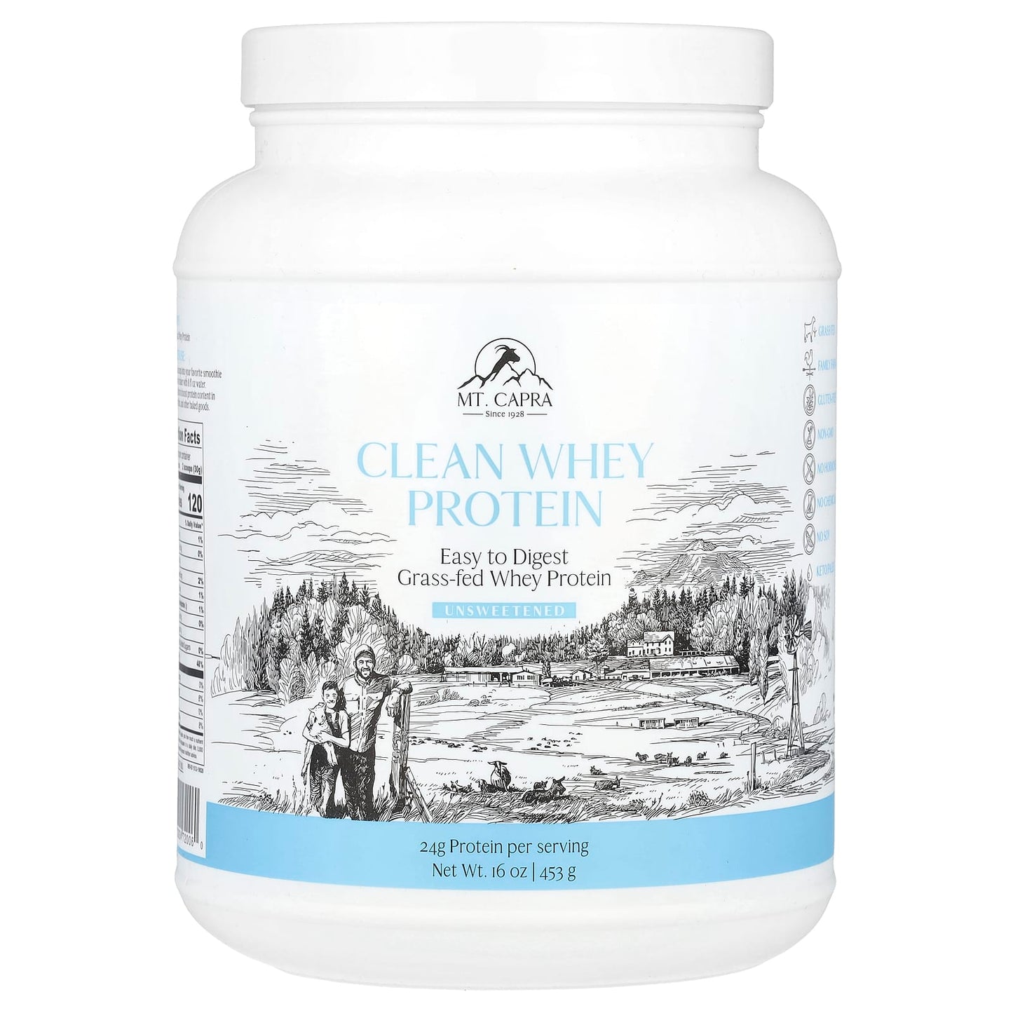 Mt. Capra, Clean Whey Protein, Unsweetened, 16 oz (453 g) - Image 1