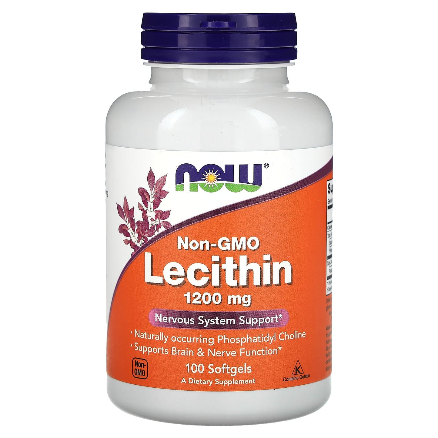 NOW Foods, Non-GMO Lecithin, 100 Softgels - Image 1