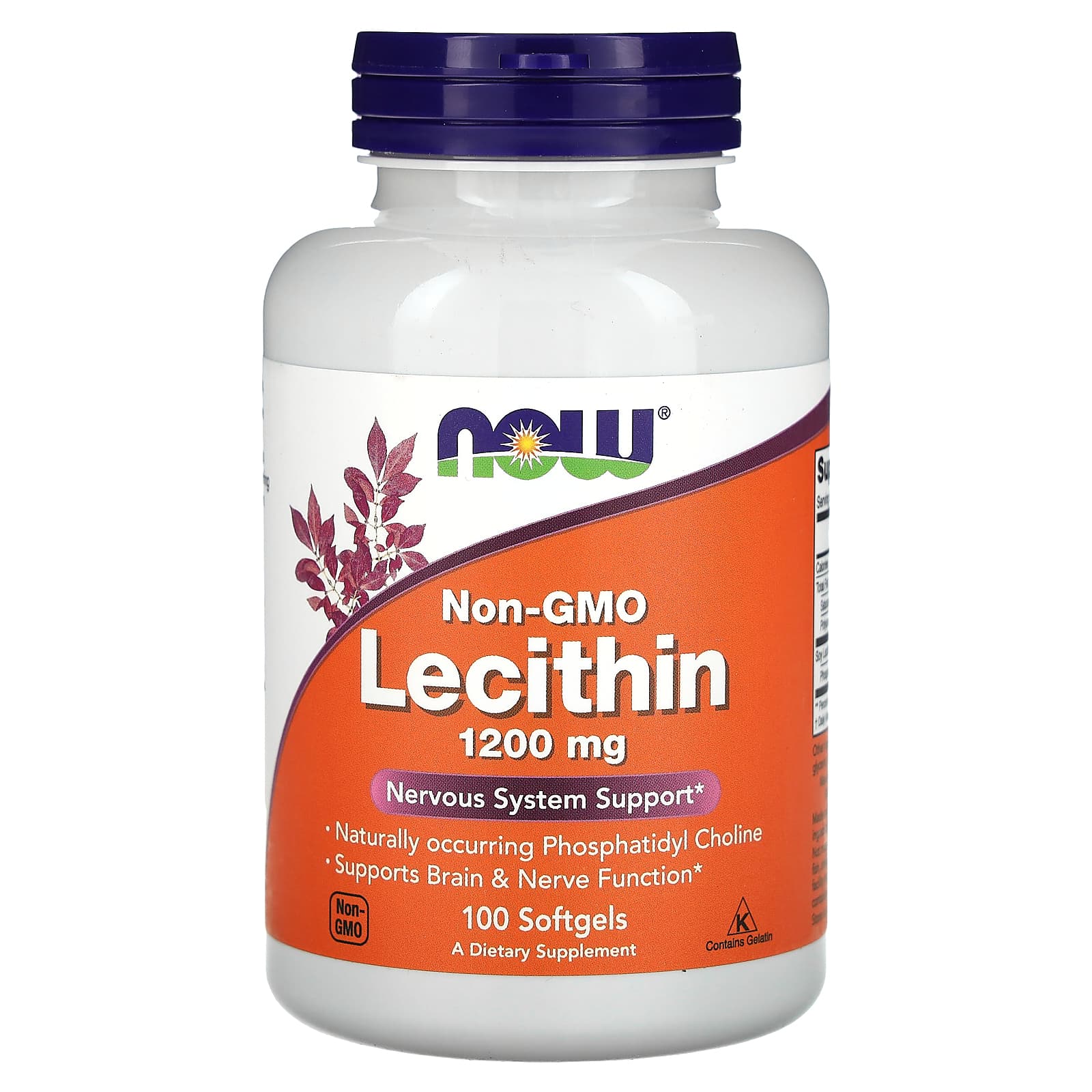 NOW Foods, Non-GMO Lecithin, 100 Softgels - Image 1