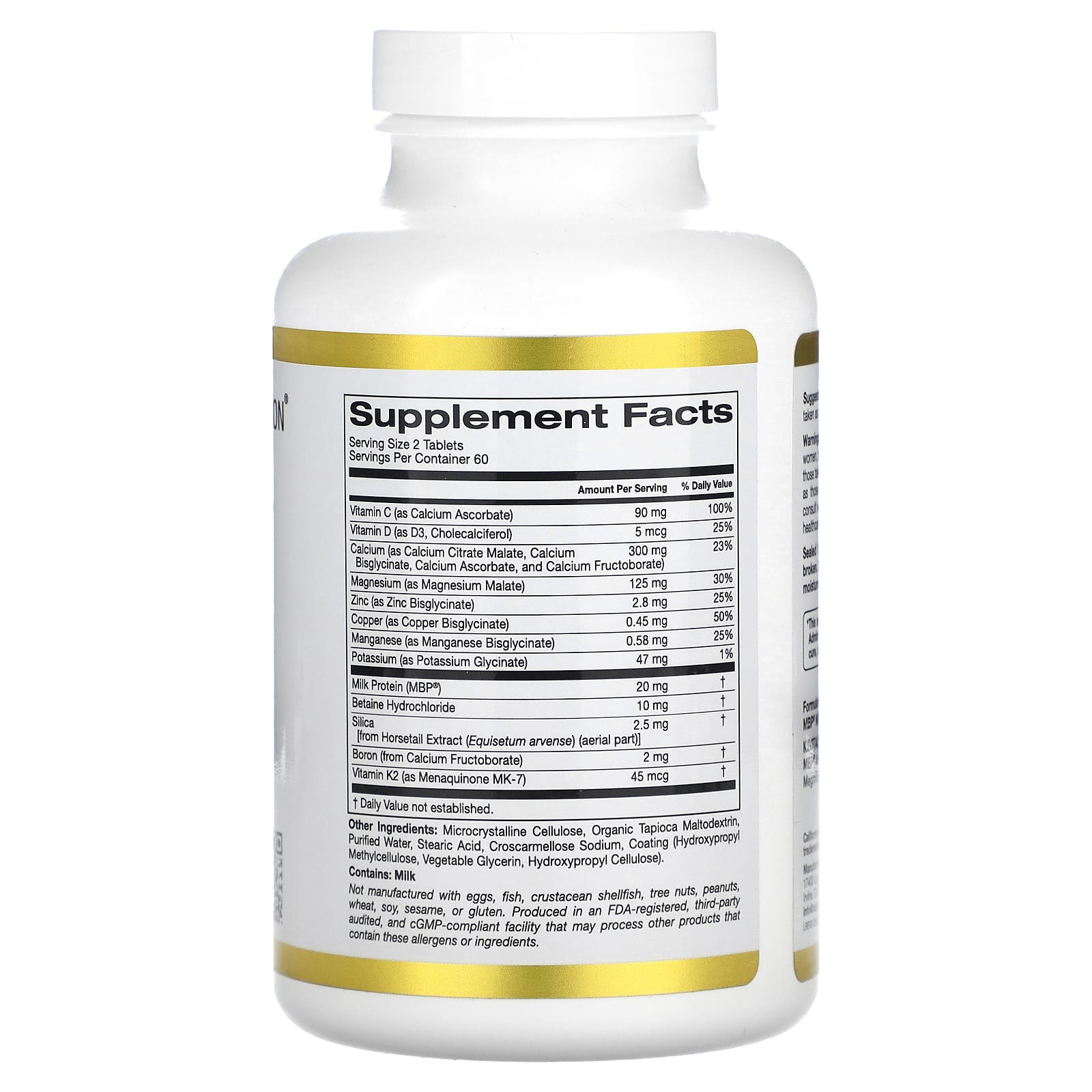 California Gold Nutrition Bone Boost with Calcium &amp; K2VITAL MK-7 - Image 2