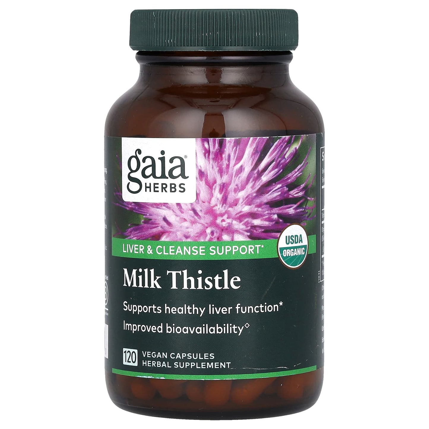Gaia Herbs Milk Thistle 120 Vegan Capsules for Liver Support - Image 1