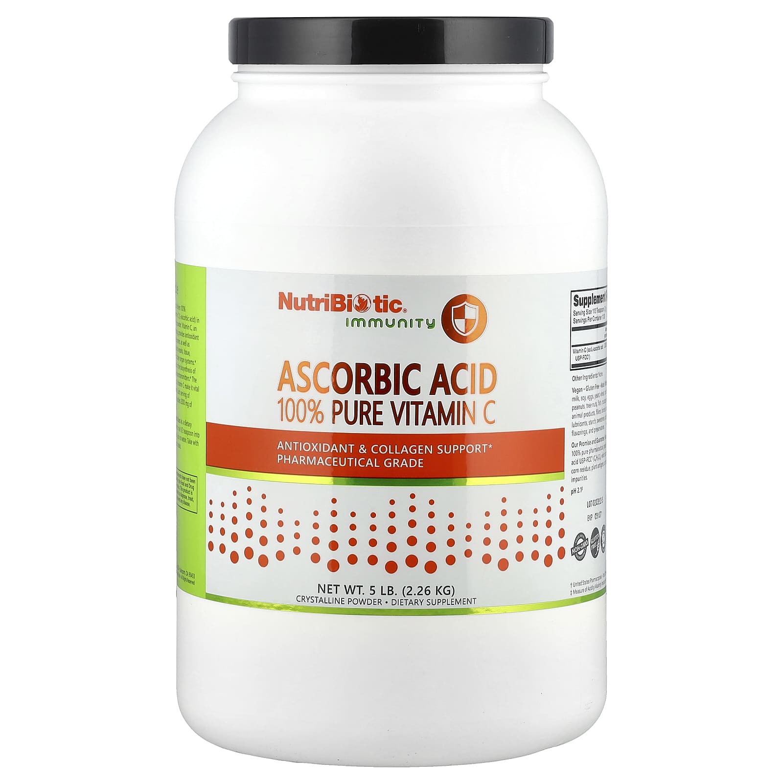 NutriBiotic, Immunity, Ascorbic Acid, 100% Pure Vitamin C, Crystalline Powder, 5 lb (2.26 kg) - Image 1