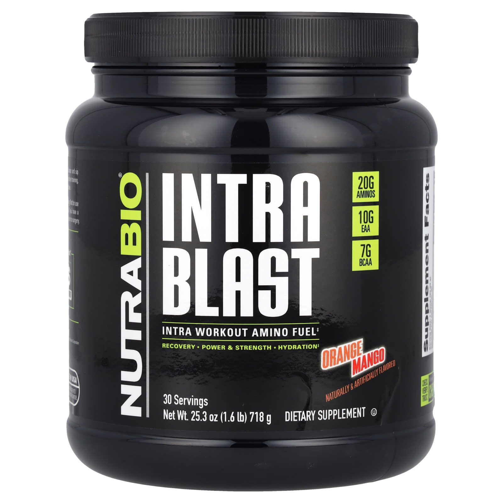 NutraBio, Intra Blast, Intra Workout Amino Fuel, Orange Mango, 1.6 lb (718 g) - Image 1