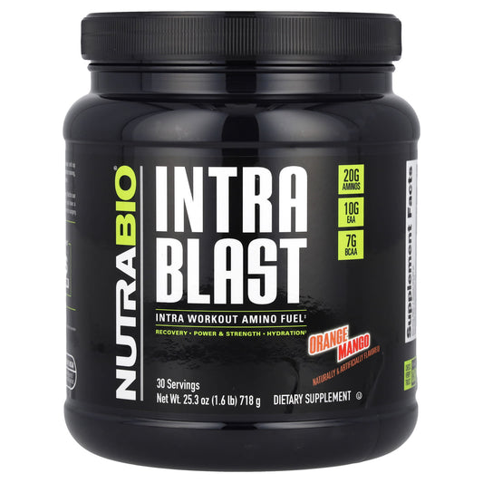 NutraBio, Intra Blast, Intra Workout Amino Fuel, Orange Mango, 1.6 lb (718 g) - Image 1