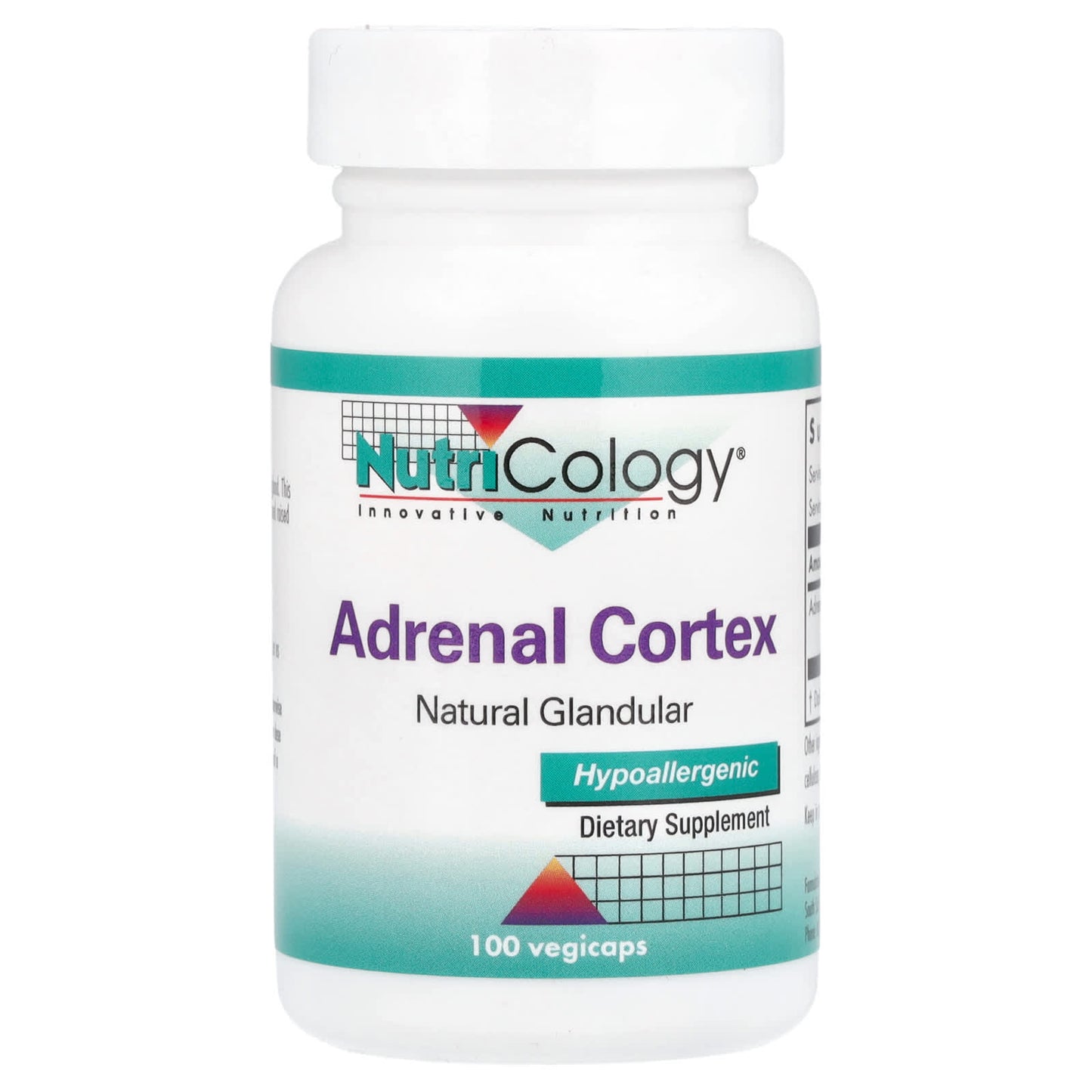 Nutricology, Adrenal Cortex, Natural Glandular, 100 mg , 100 Vegicaps - Image 1