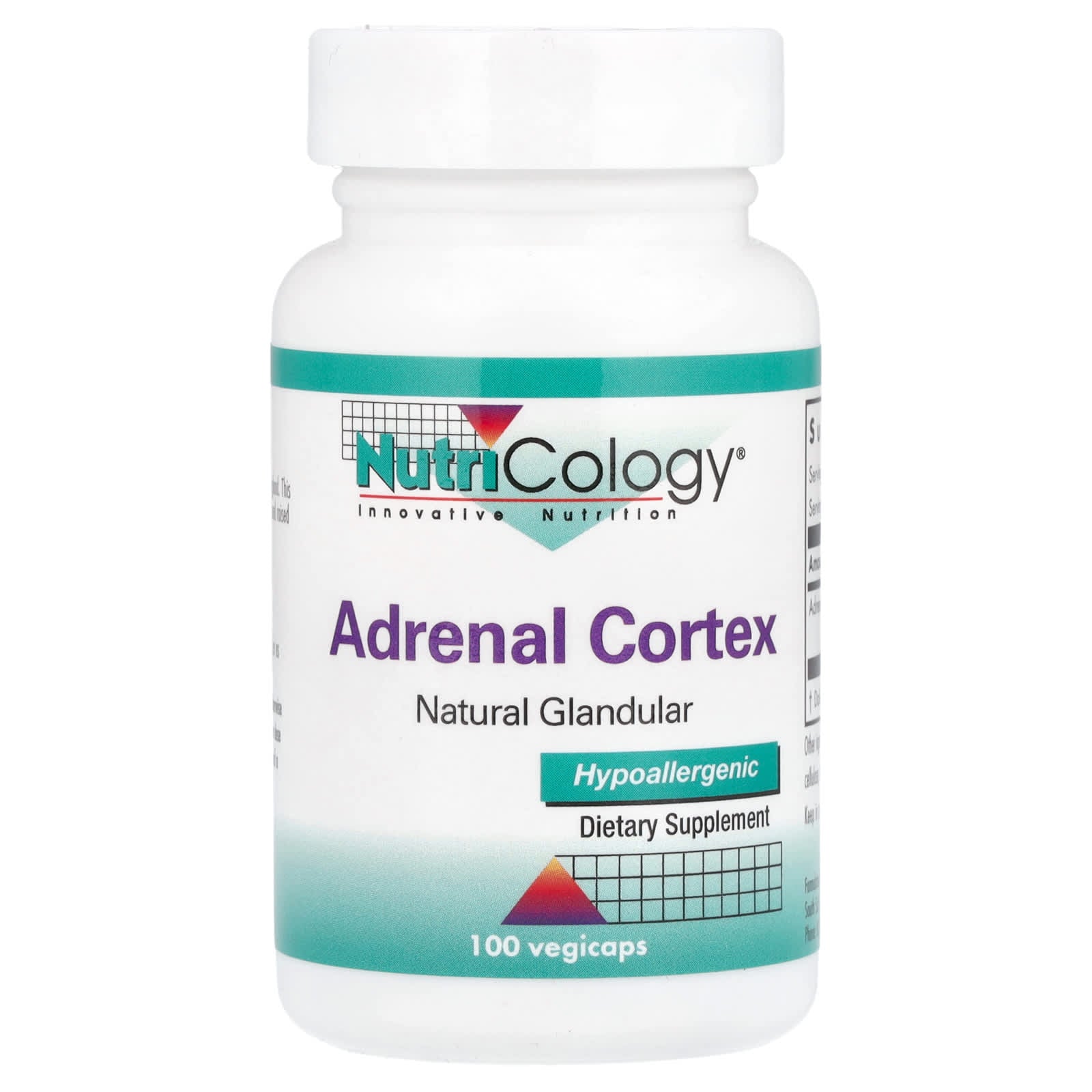 Nutricology, Adrenal Cortex, Natural Glandular, 100 mg , 100 Vegicaps - Image 1