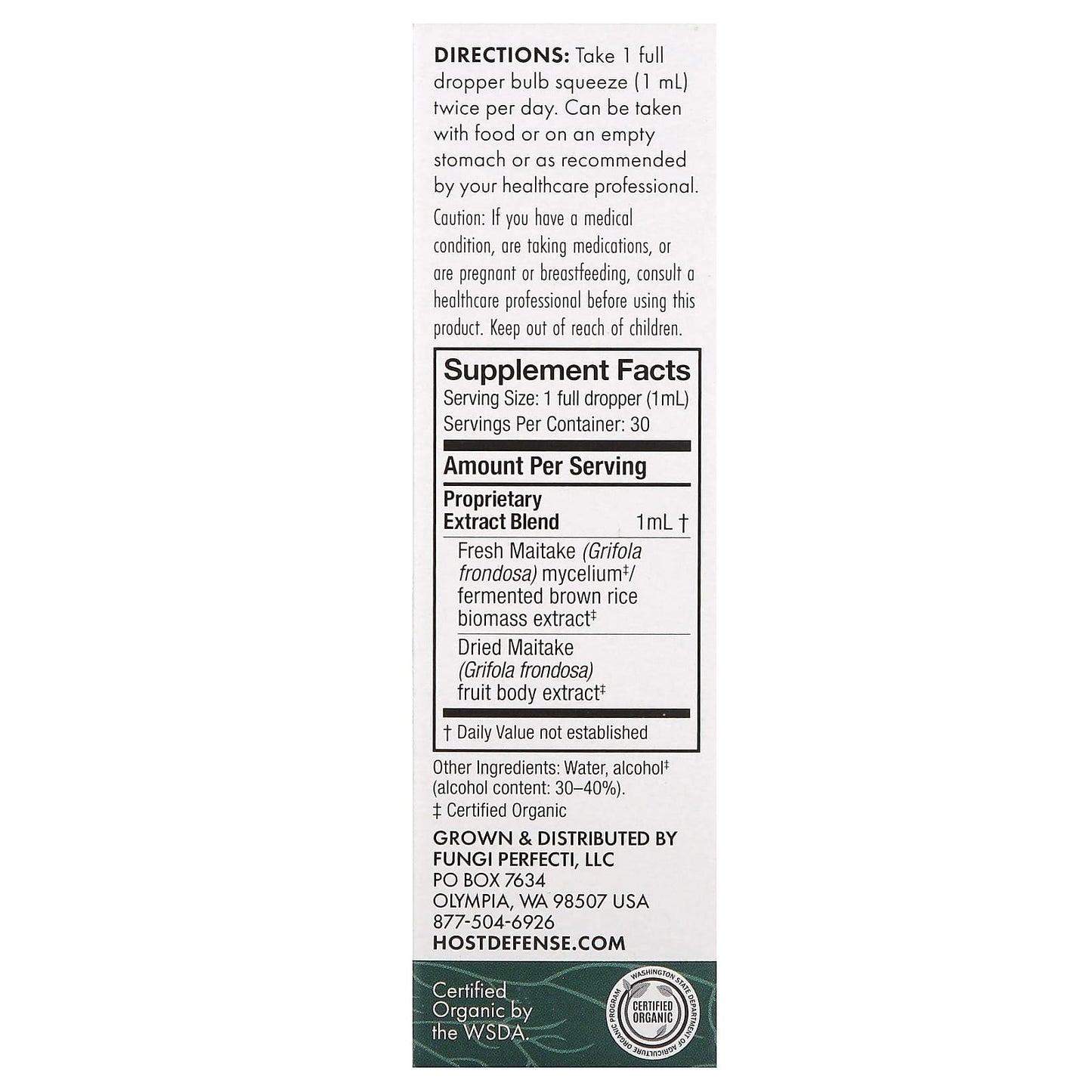 Maitake Mushroom Extract 30ml - Host Defense USDA Organic Formula - Image 2