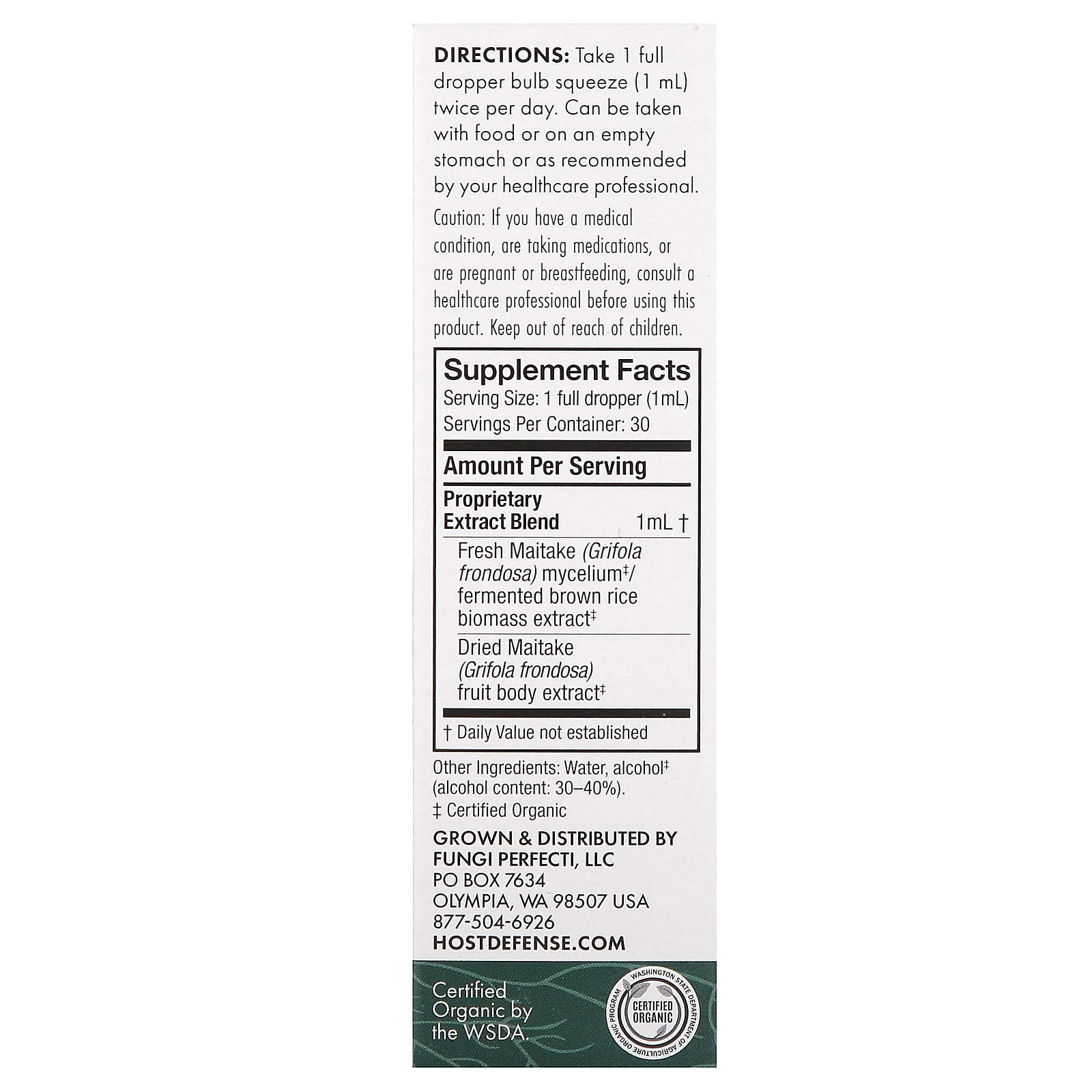Maitake Mushroom Extract 30ml - Host Defense USDA Organic Formula - Image 2