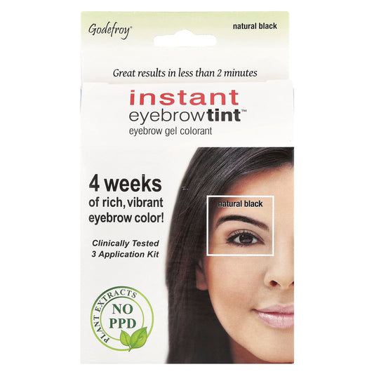 Instant Eyebrow Tint, Natural Black, 3 Application Kit by Godefroy - Image 1