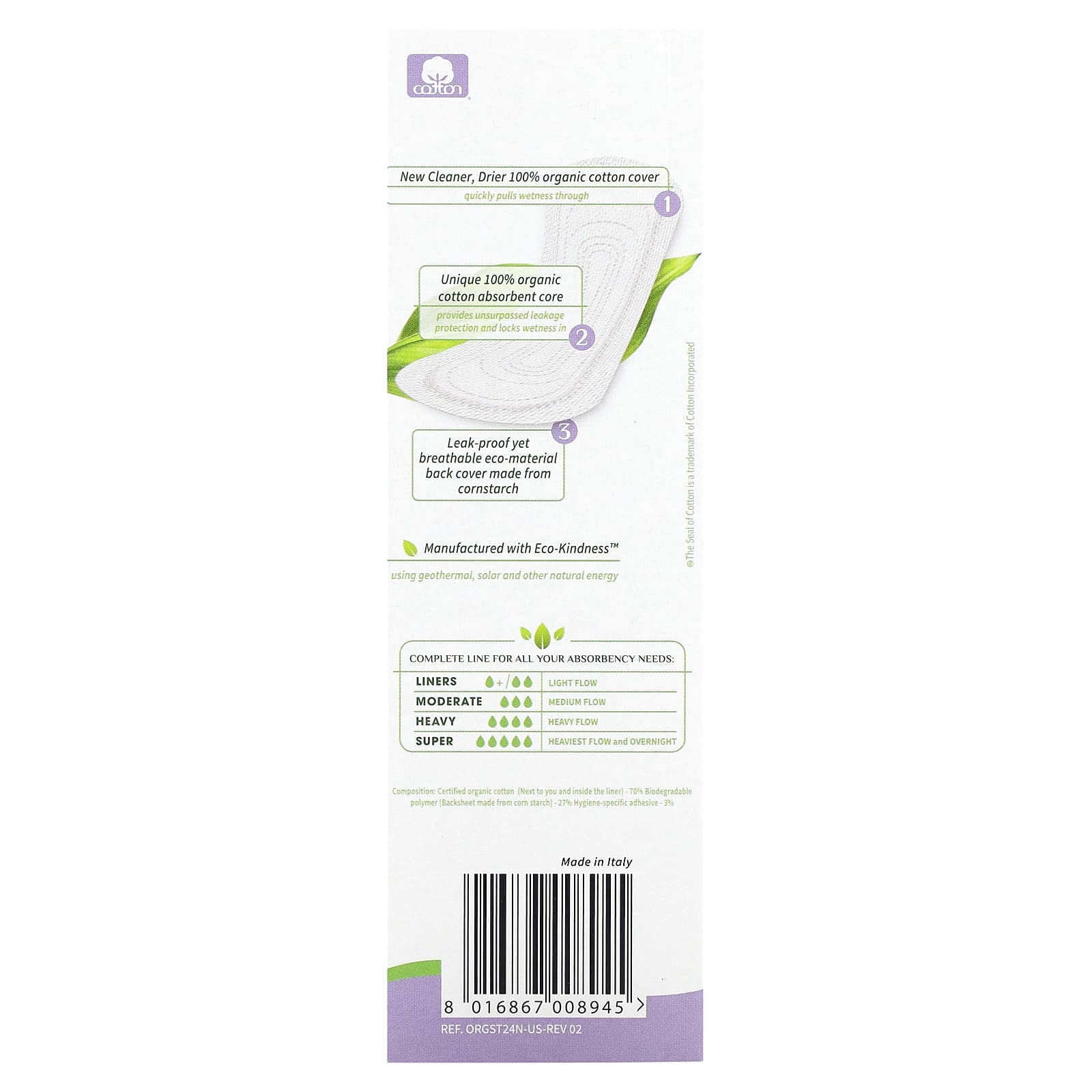 Organyc, Organic Cotton Panty Liners, Light Flow, 24 Liners - Image 2
