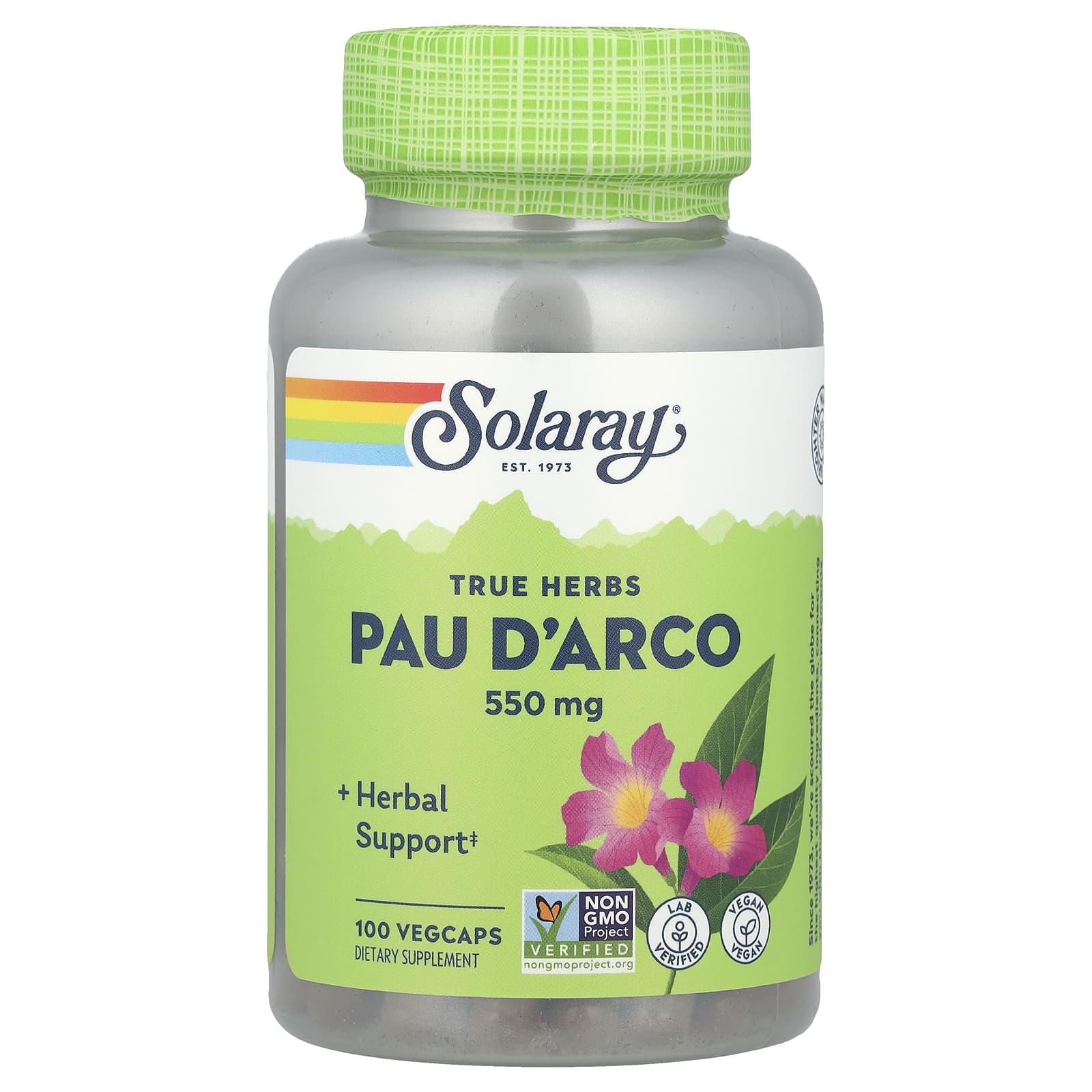 Solaray, True Herbs, Pau D'Arco, 550 mg, 100 VegCaps - Image 1