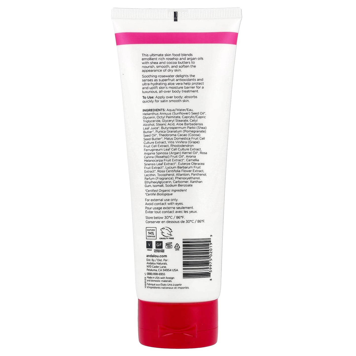 Andalou Naturals 1000 Roses Body Lotion, Soothing Dry Skin, 8 fl oz - Image 2
