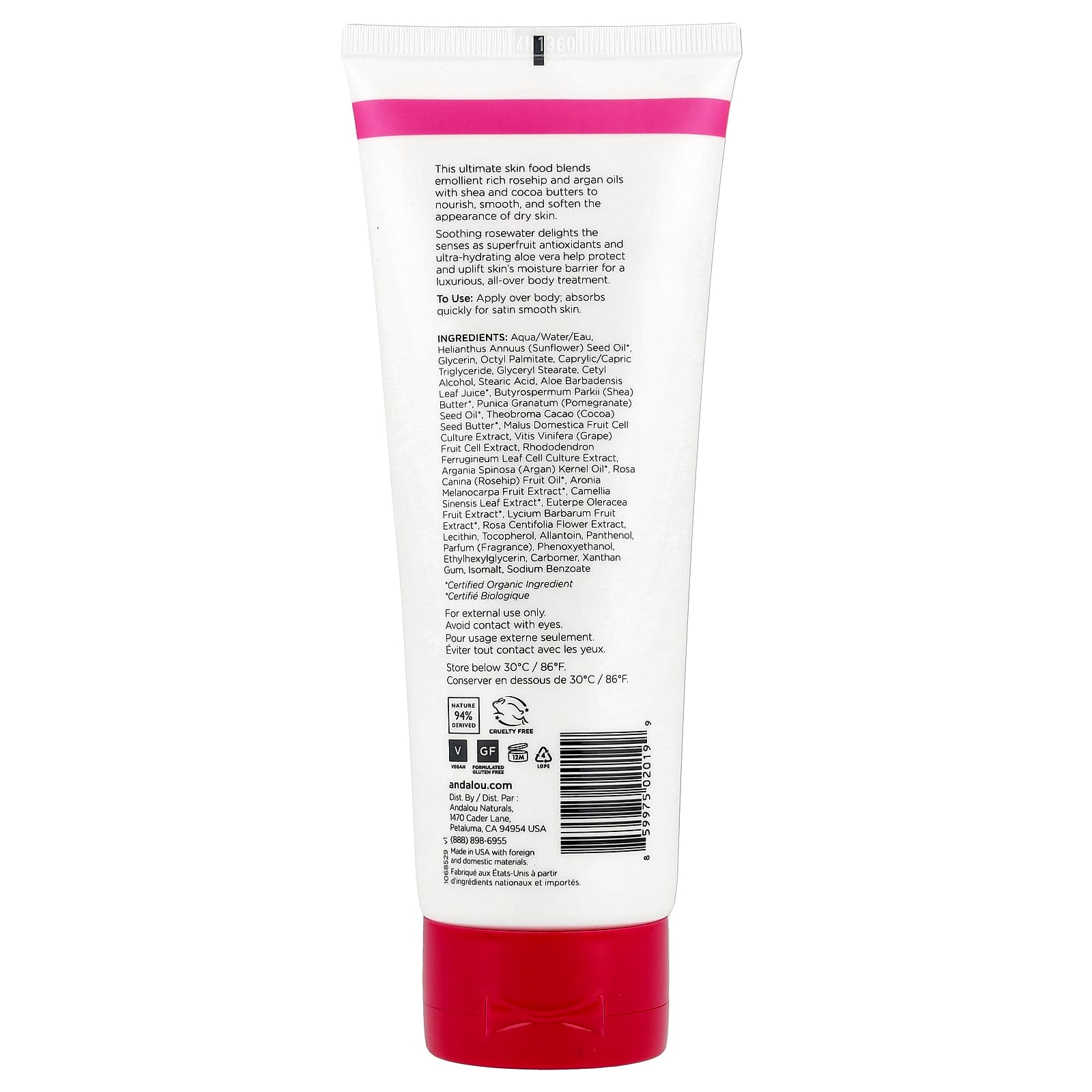Andalou Naturals 1000 Roses Body Lotion, Soothing Dry Skin, 8 fl oz - Image 2