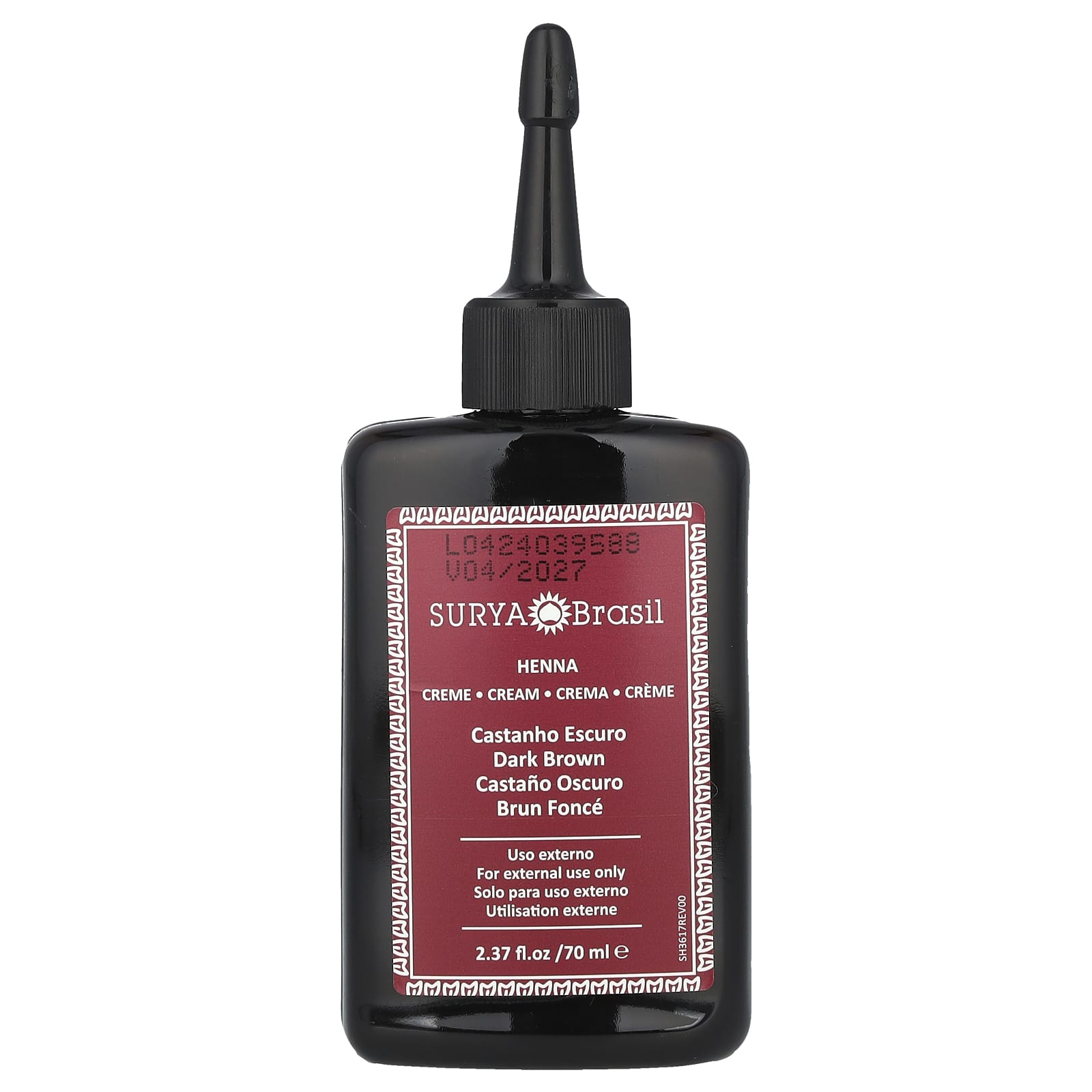 Surya Brasil, Henna Cream, Semi-Permanent Vegan Hair Dye For Gray Coverage and Toner for Bleached Hair, Dark Brown, 2.37 fl oz (70 ml) - Image 1