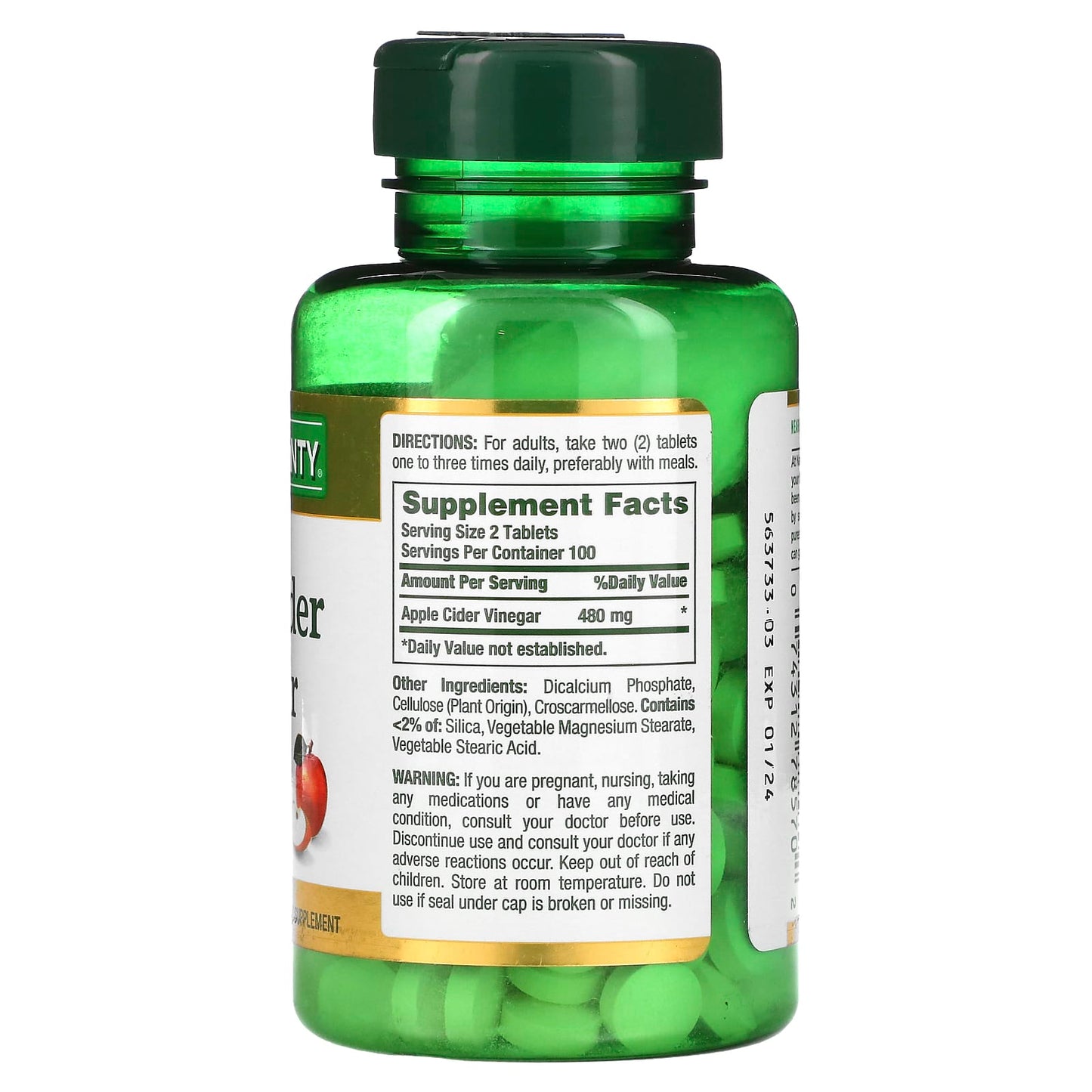 Nature's Bounty, Apple Cider Vinegar, 200 Tablets (240 mg per Tablet) - Image 2