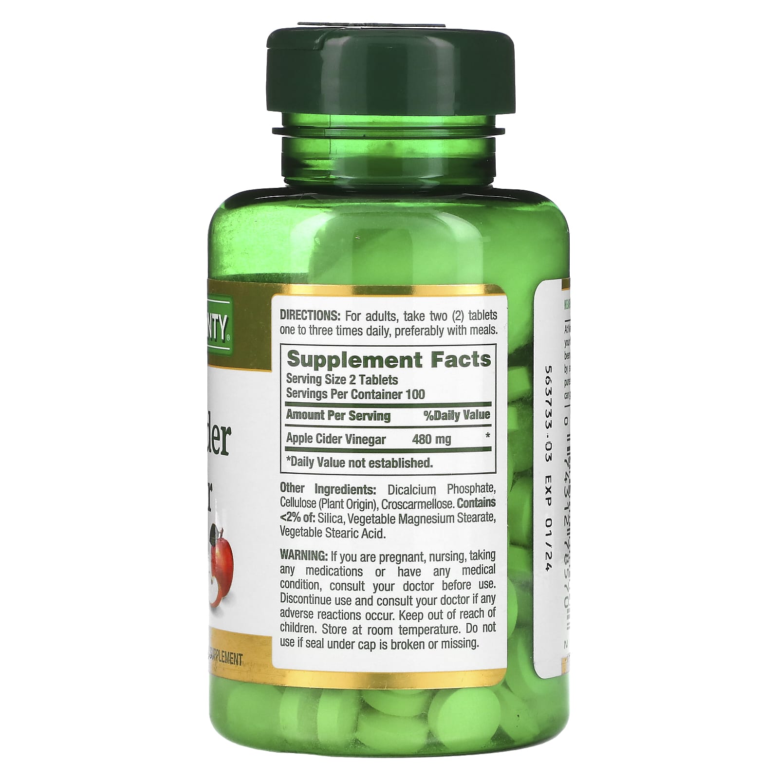 Nature's Bounty, Apple Cider Vinegar, 200 Tablets (240 mg per Tablet) - Image 2