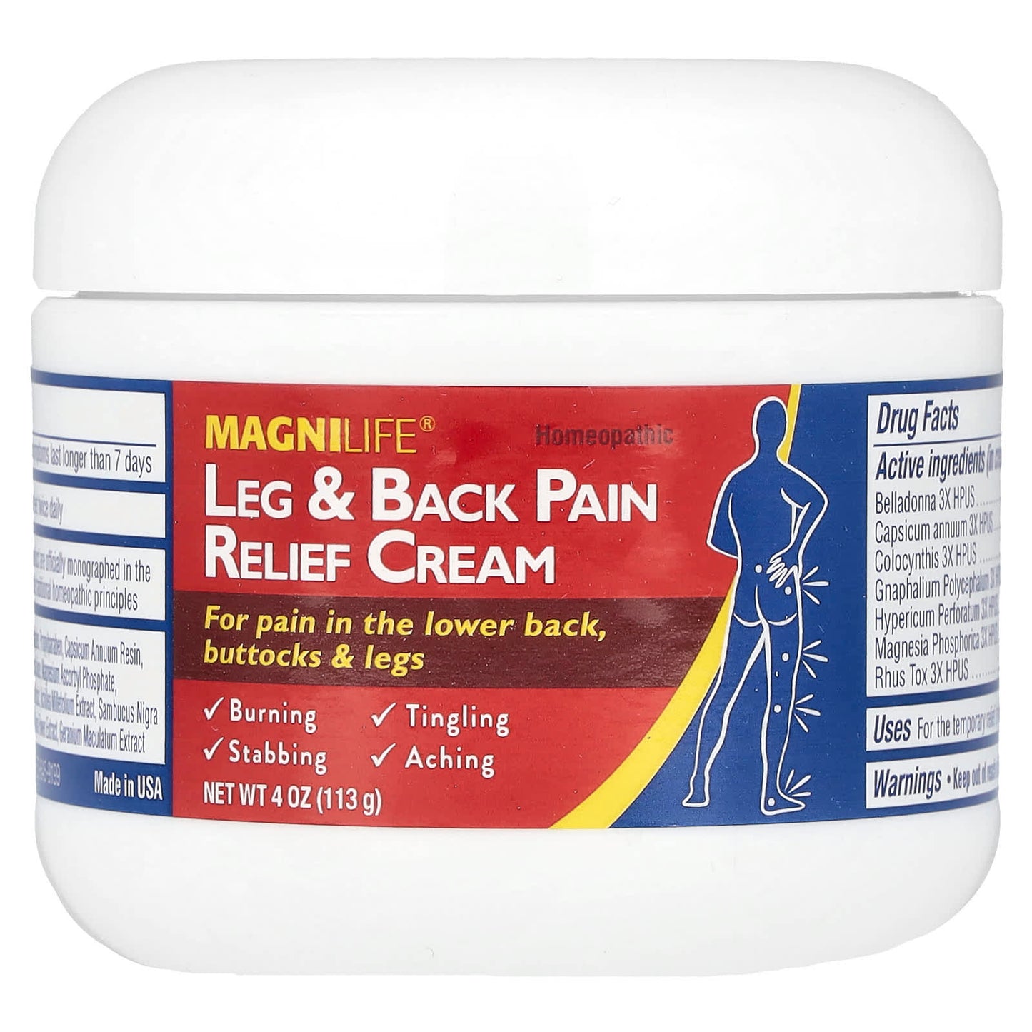 MagniLife, Leg & Back Pain Relief Cream, 4 oz (113 g) - Image 1
