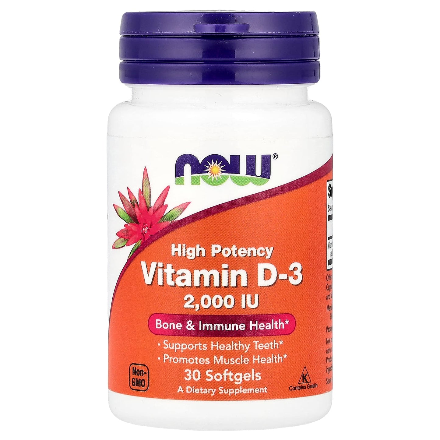 NOW Foods, Vitamin D-3, 2,000 IU, 30 Softgels - Image 1