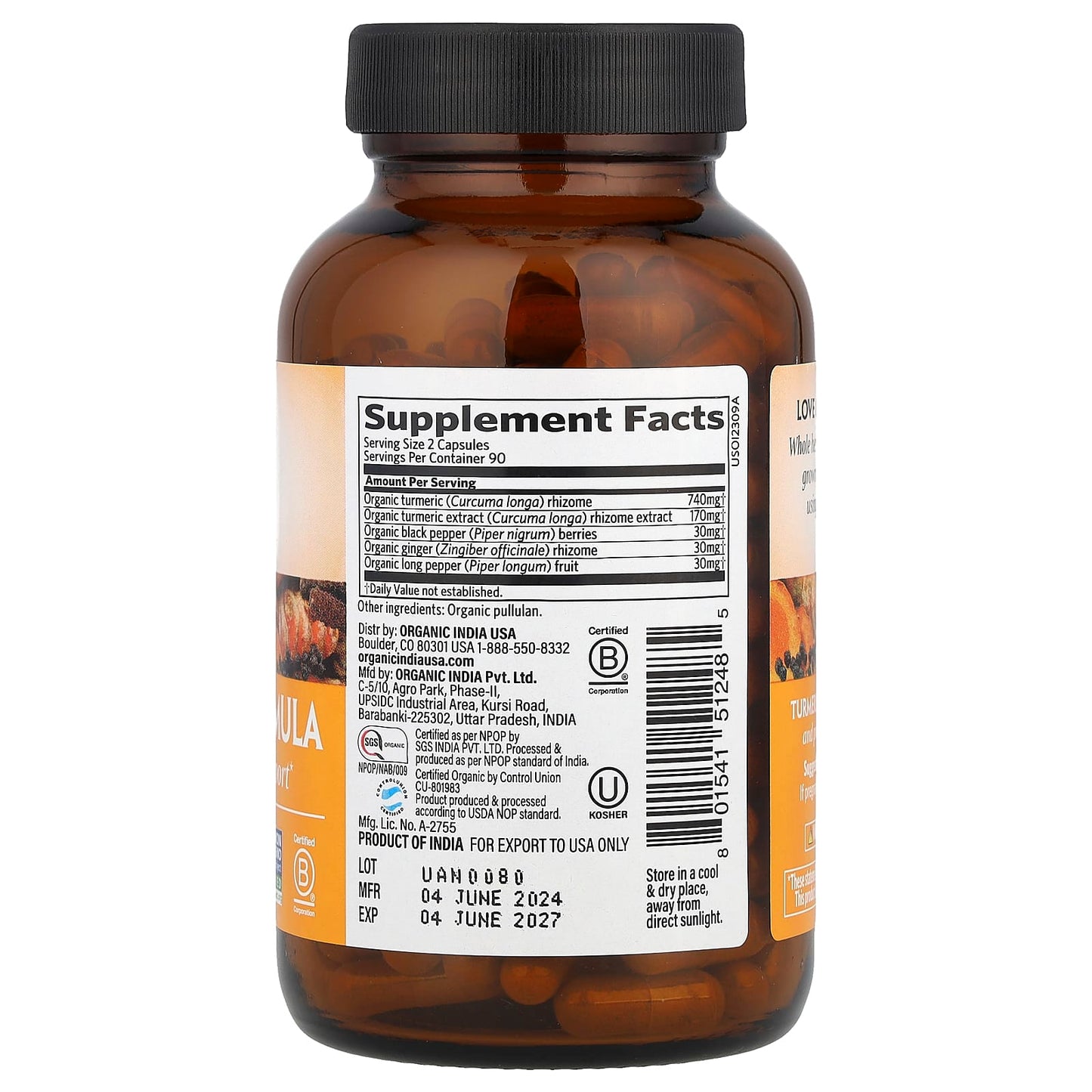 Organic India, Turmeric Formula, 180 Vegetarian Caps - Image 2