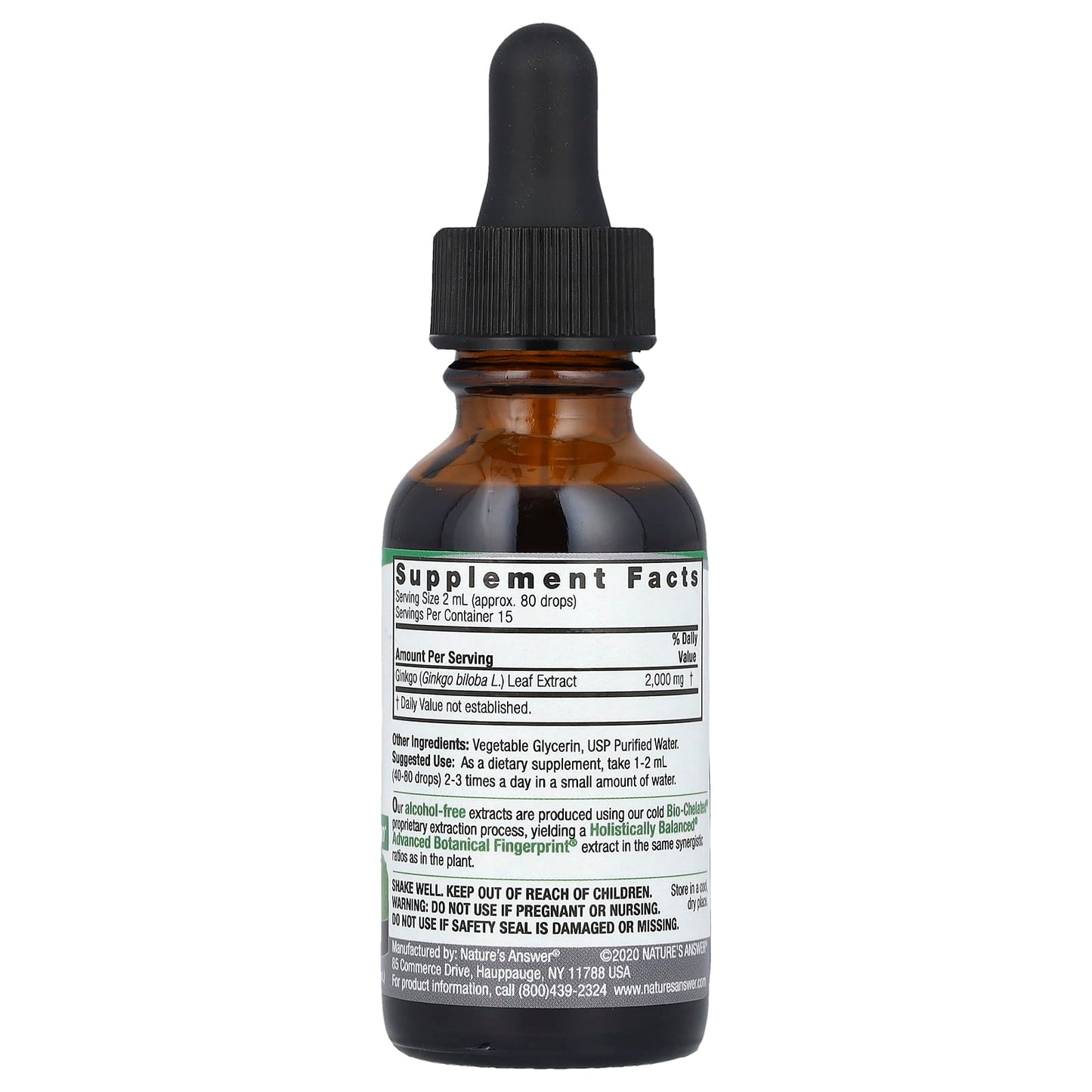 Nature's Answer, Ginkgo Leaf Fluid Extract, Alcohol-Free, 2,000 mg, 1 fl oz (30 mL) - Image 2