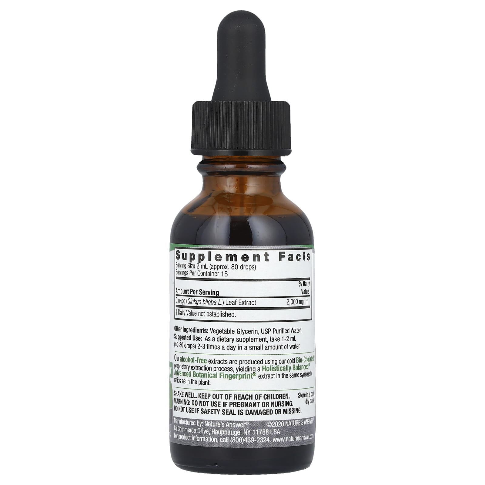 Nature's Answer, Ginkgo Leaf Fluid Extract, Alcohol-Free, 2,000 mg, 1 fl oz (30 mL) - Image 2