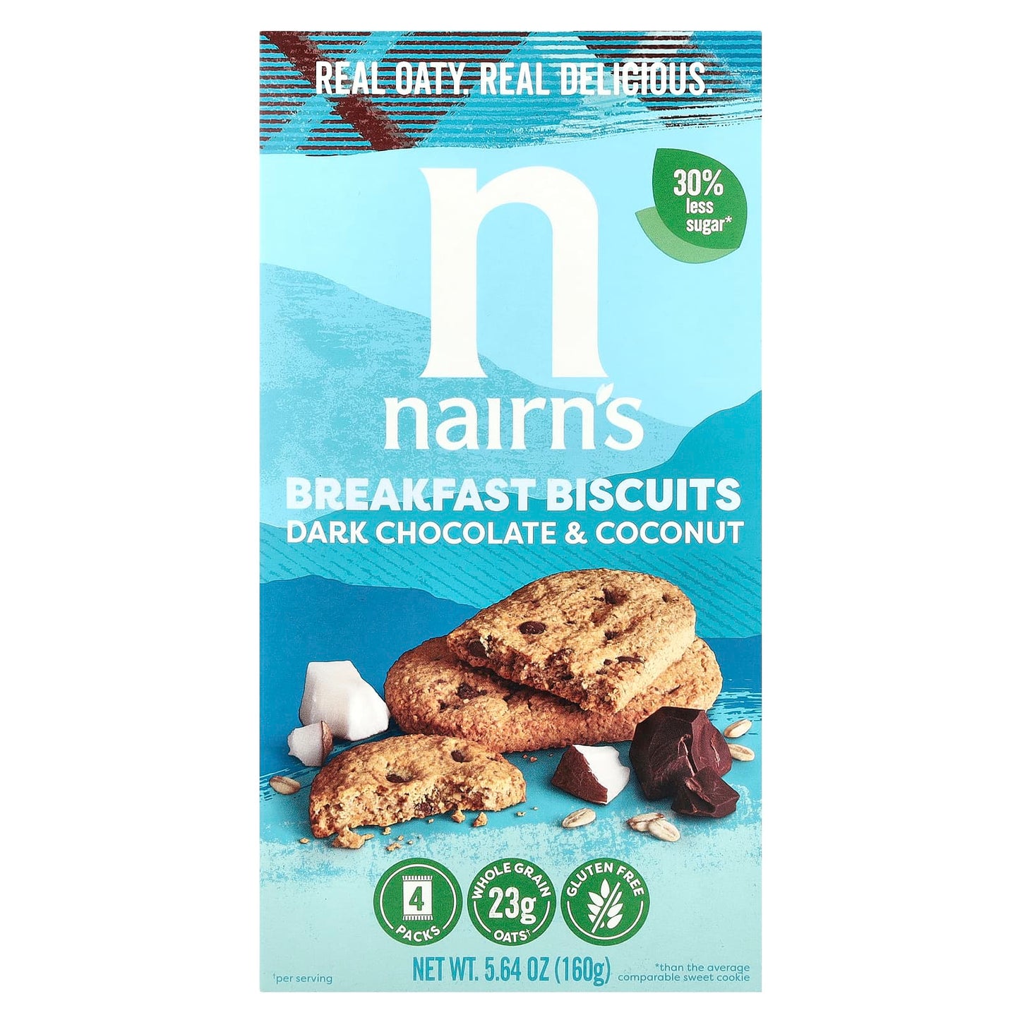Nairn's, Breakfast Biscuits, Dark Chocolate & Coconut, 4 Packs, 5.64 oz (160 g) - Image 1