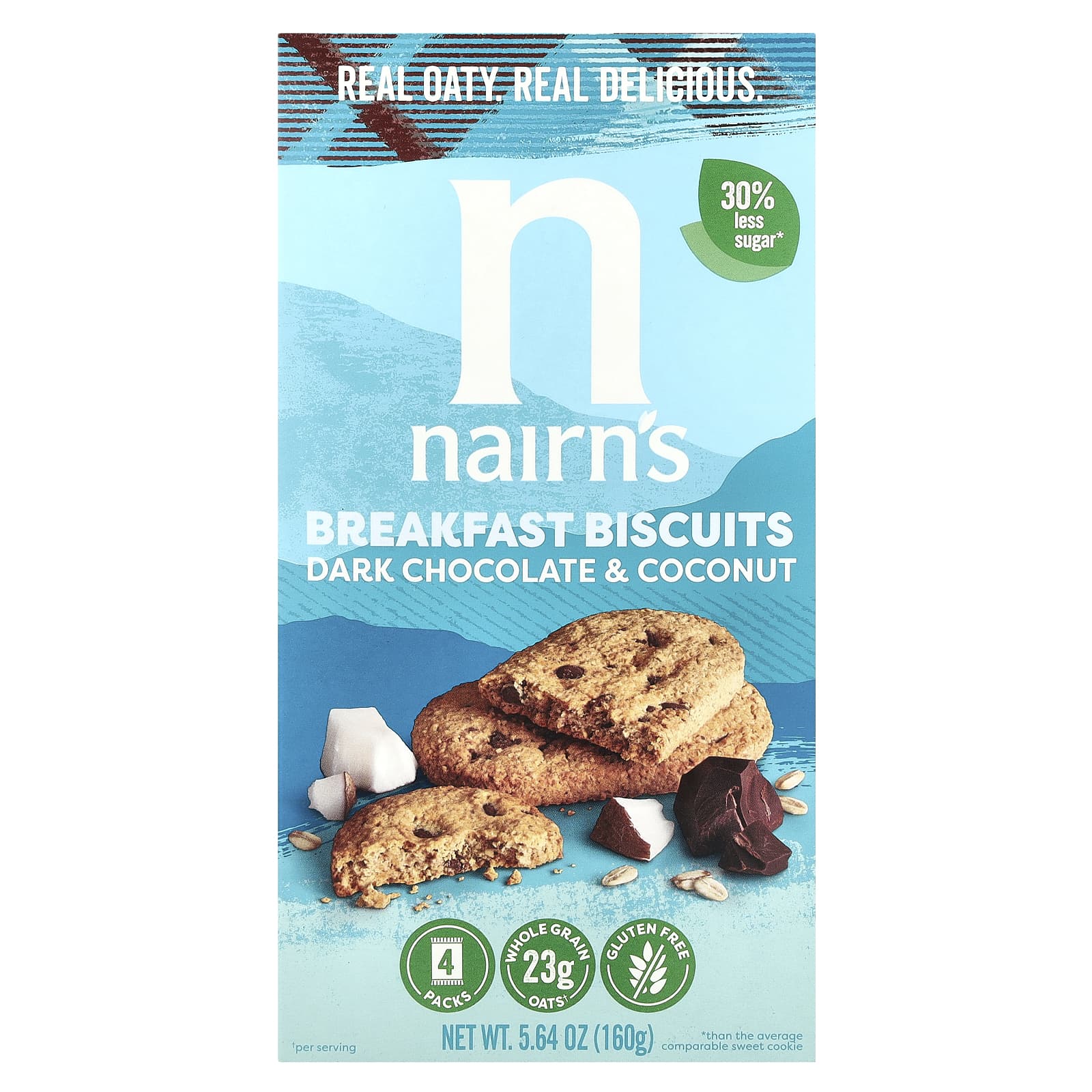 Nairn's, Breakfast Biscuits, Dark Chocolate & Coconut, 4 Packs, 5.64 oz (160 g) - Image 1