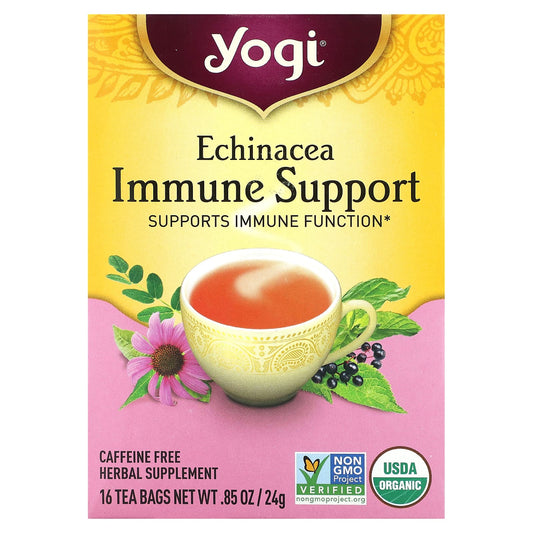 Yogi Tea, Echinacea Immune Support, Caffeine Free, 16 Tea Bags, 0.85 oz (24 g) - Image 1
