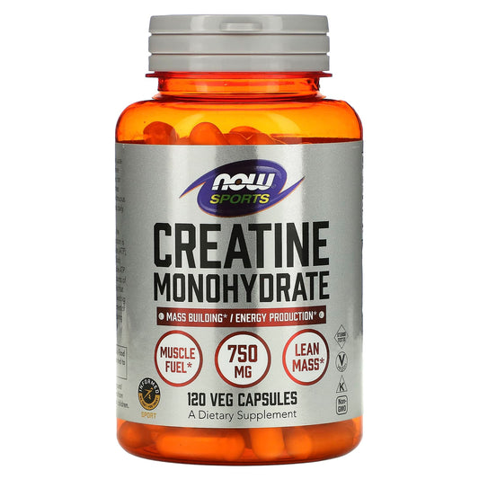 NOW Foods, Sports, Creatine Monohydrate, 750 mg, 120 Veg Capsules - Image 1